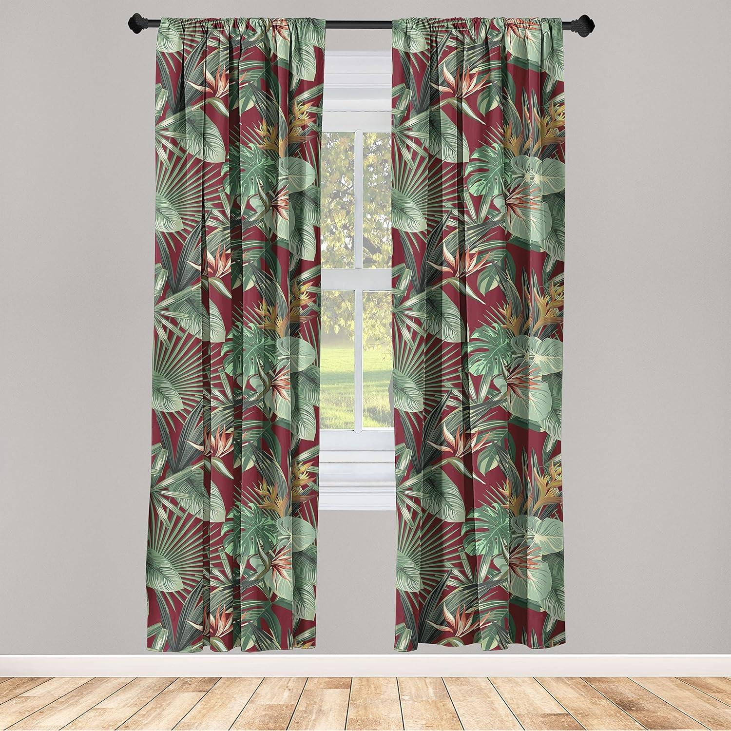 imageAmbesonne Garden Scene Curtains Neutral Traditional Roses and Floral Pattern Boho Romance Print Window Treatments 2 Panel Set for Living Room Bedroom Pair of 28 x 84 Cream White Dark SepiaMaroon Fern Green