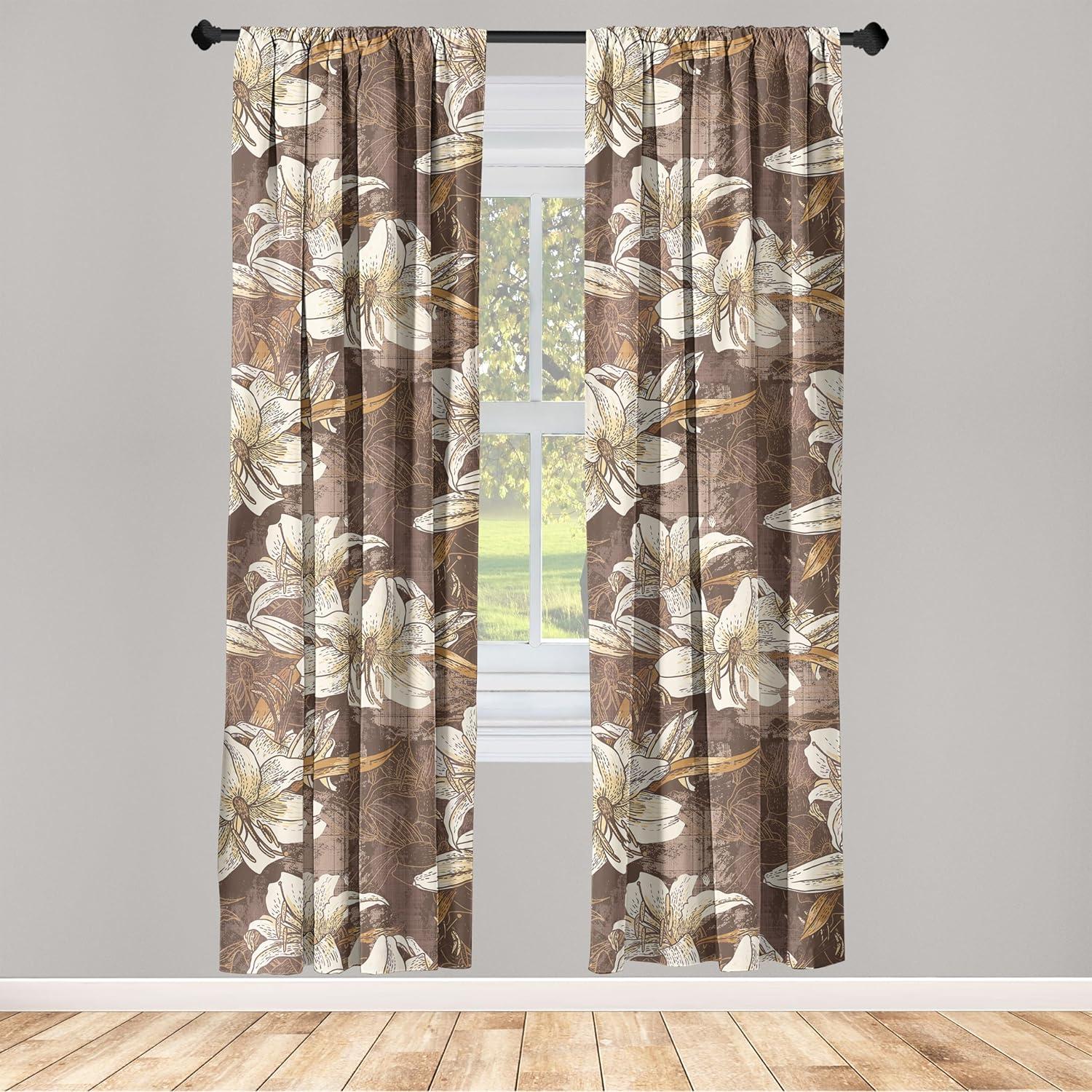 imageAmbesonne Garden Scene Curtains Neutral Traditional Roses and Floral Pattern Boho Romance Print Window Treatments 2 Panel Set for Living Room Bedroom Pair of 28 x 84 Cream White Dark SepiaDark Rosewood and Champagne