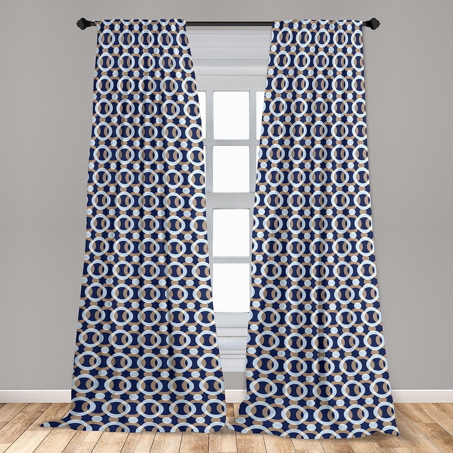 imageAmbesonne Garden Scene Curtains Neutral Traditional Roses and Floral Pattern Boho Romance Print Window Treatments 2 Panel Set for Living Room Bedroom Pair of 28 x 84 Cream White Dark SepiaSoft Blue Indigo Camel