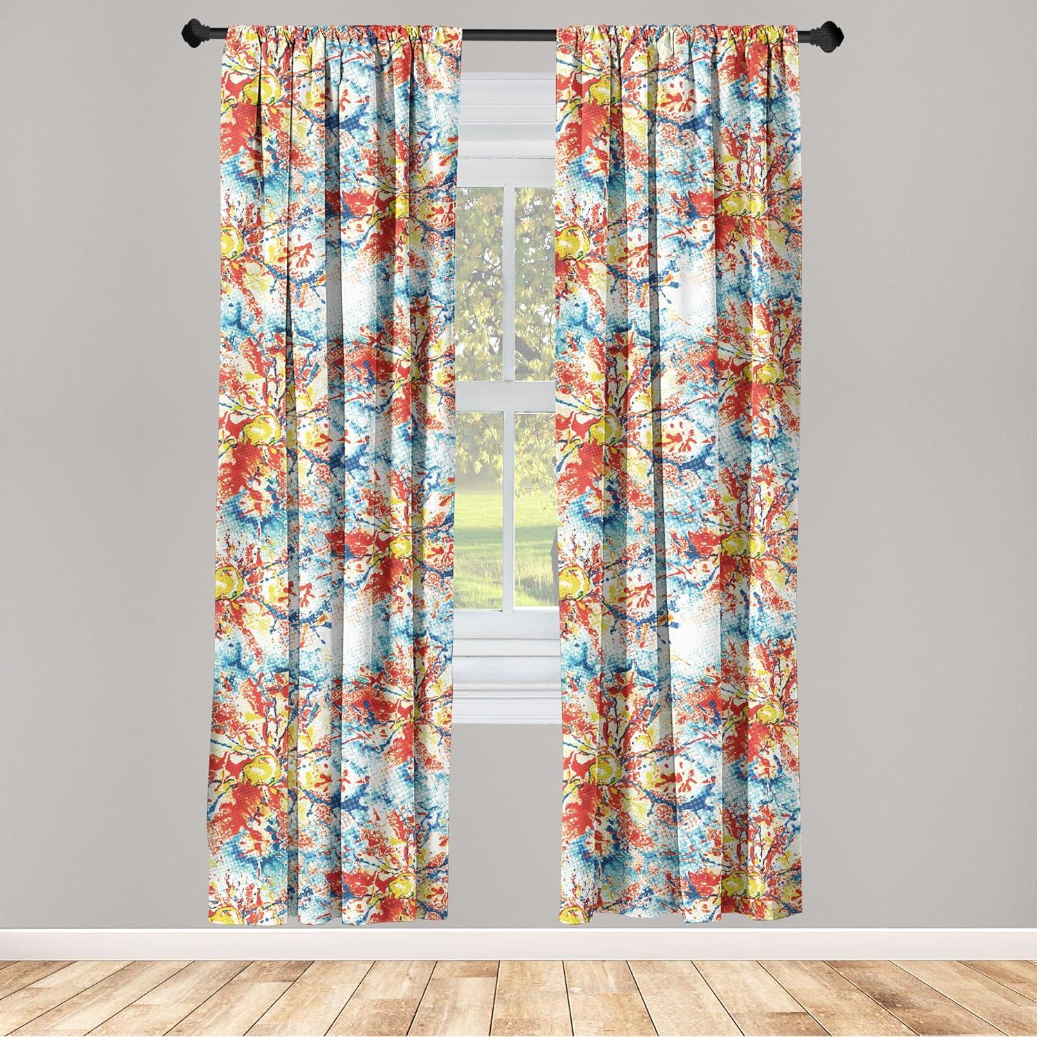 imageAmbesonne Garden Scene Curtains Neutral Traditional Roses and Floral Pattern Boho Romance Print Window Treatments 2 Panel Set for Living Room Bedroom Pair of 28 x 84 Cream White Dark SepiaVermilion Blue Mustard