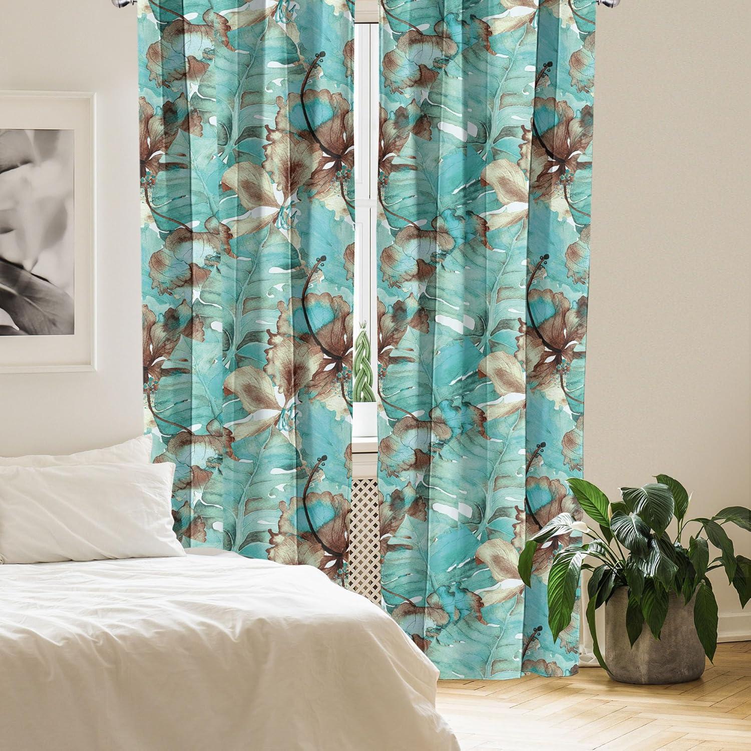 imageAmbesonne Garden Scene Curtains Neutral Traditional Roses and Floral Pattern Boho Romance Print Window Treatments 2 Panel Set for Living Room Bedroom Pair of 28 x 84 Cream White Dark SepiaTurquoise Pastel Brown