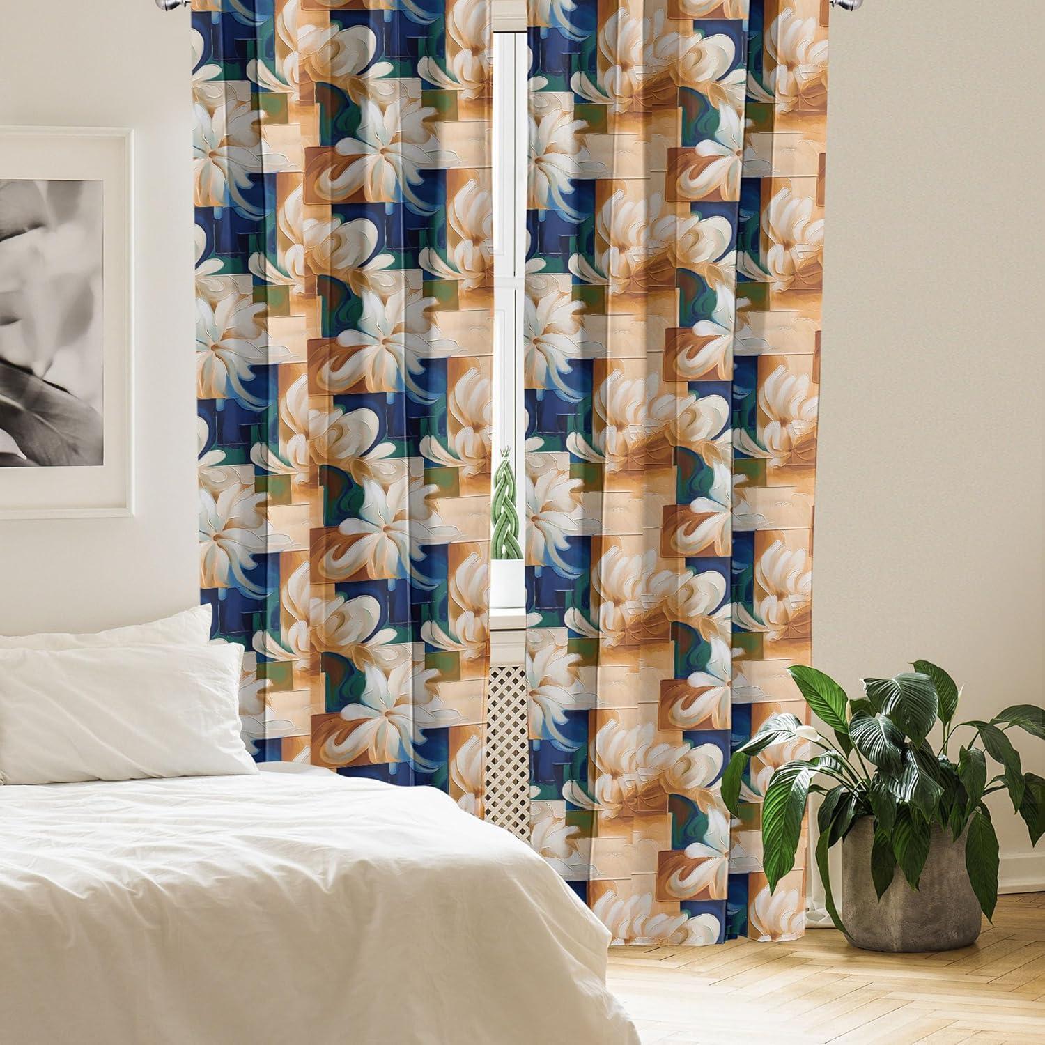 imageAmbesonne Garden Scene Curtains Neutral Traditional Roses and Floral Pattern Boho Romance Print Window Treatments 2 Panel Set for Living Room Bedroom Pair of 28 x 84 Cream White Dark SepiaPeach Amber Teal