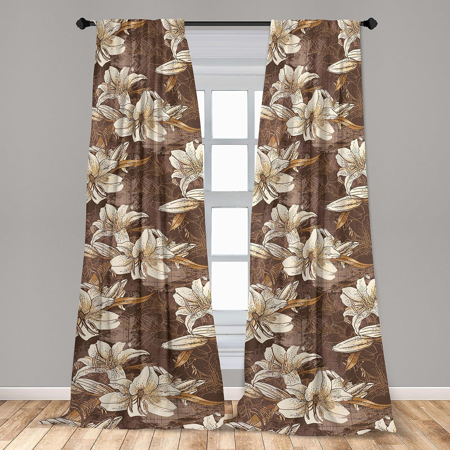 imageAmbesonne Garden Scene Curtains Neutral Traditional Roses and Floral Pattern Boho Romance Print Window Treatments 2 Panel Set for Living Room Bedroom Pair of 28 x 84 Cream White Dark SepiaDark Rosewood and Champagne