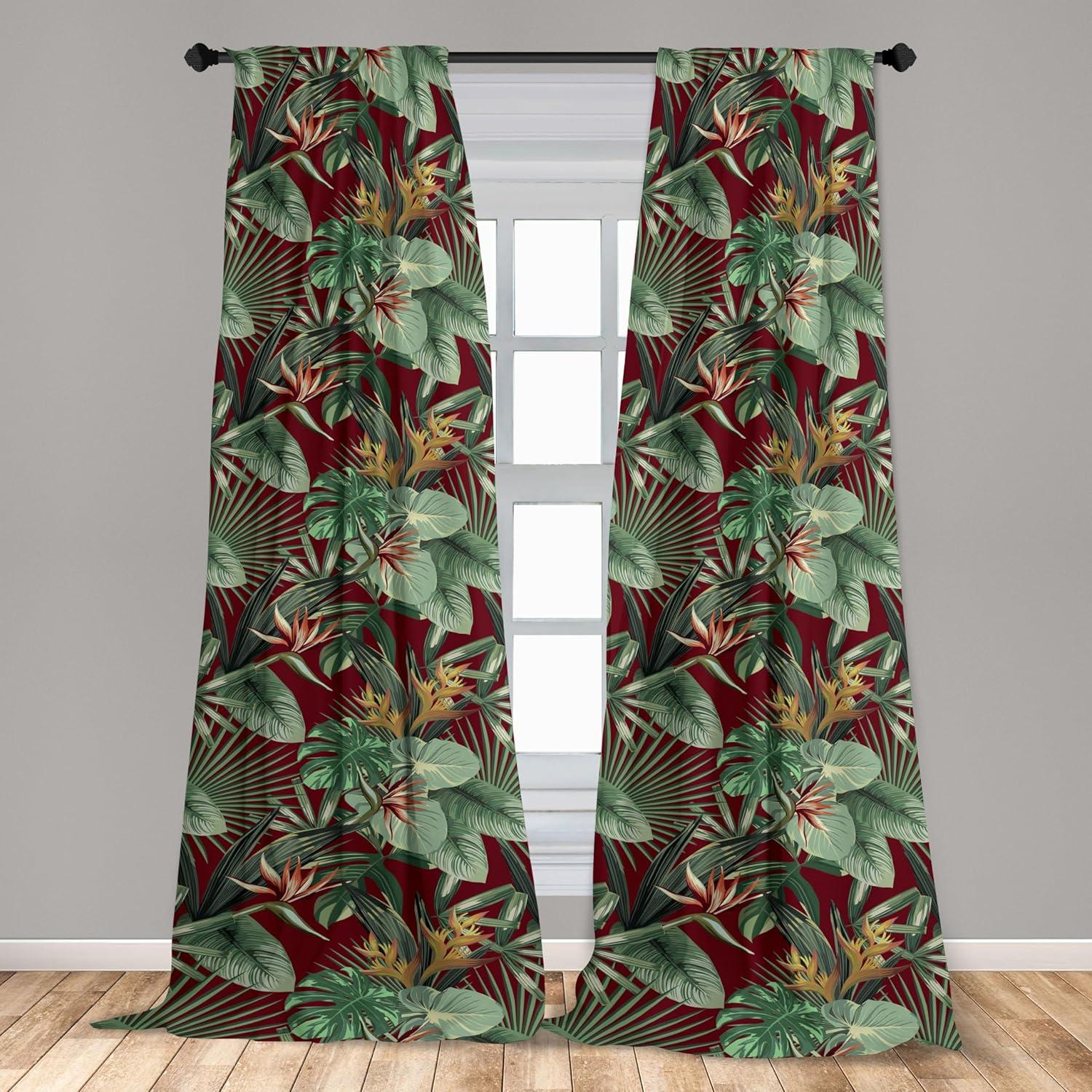imageAmbesonne Garden Scene Curtains Neutral Traditional Roses and Floral Pattern Boho Romance Print Window Treatments 2 Panel Set for Living Room Bedroom Pair of 28 x 84 Cream White Dark SepiaMaroon Fern Green
