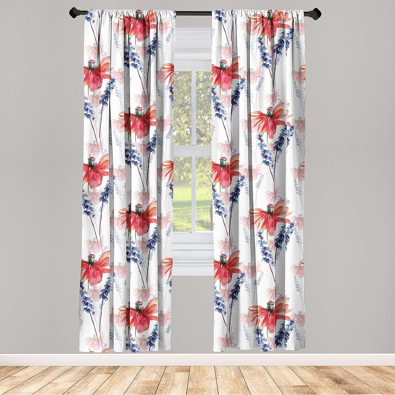 imageAmbesonne Garden Scene Curtains Neutral Traditional Roses and Floral Pattern Boho Romance Print Window Treatments 2 Panel Set for Living Room Bedroom Pair of 28 x 84 Cream White Dark SepiaBurnt Sienna Blue Violet