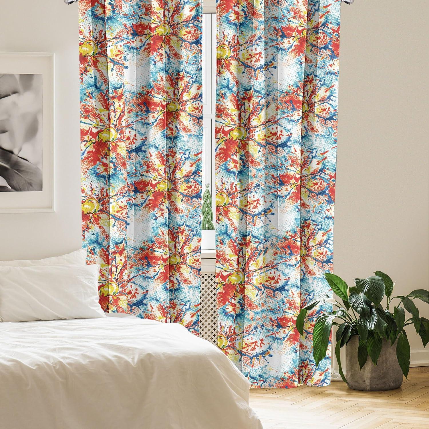 imageAmbesonne Garden Scene Curtains Neutral Traditional Roses and Floral Pattern Boho Romance Print Window Treatments 2 Panel Set for Living Room Bedroom Pair of 28 x 84 Cream White Dark SepiaVermilion Blue Mustard