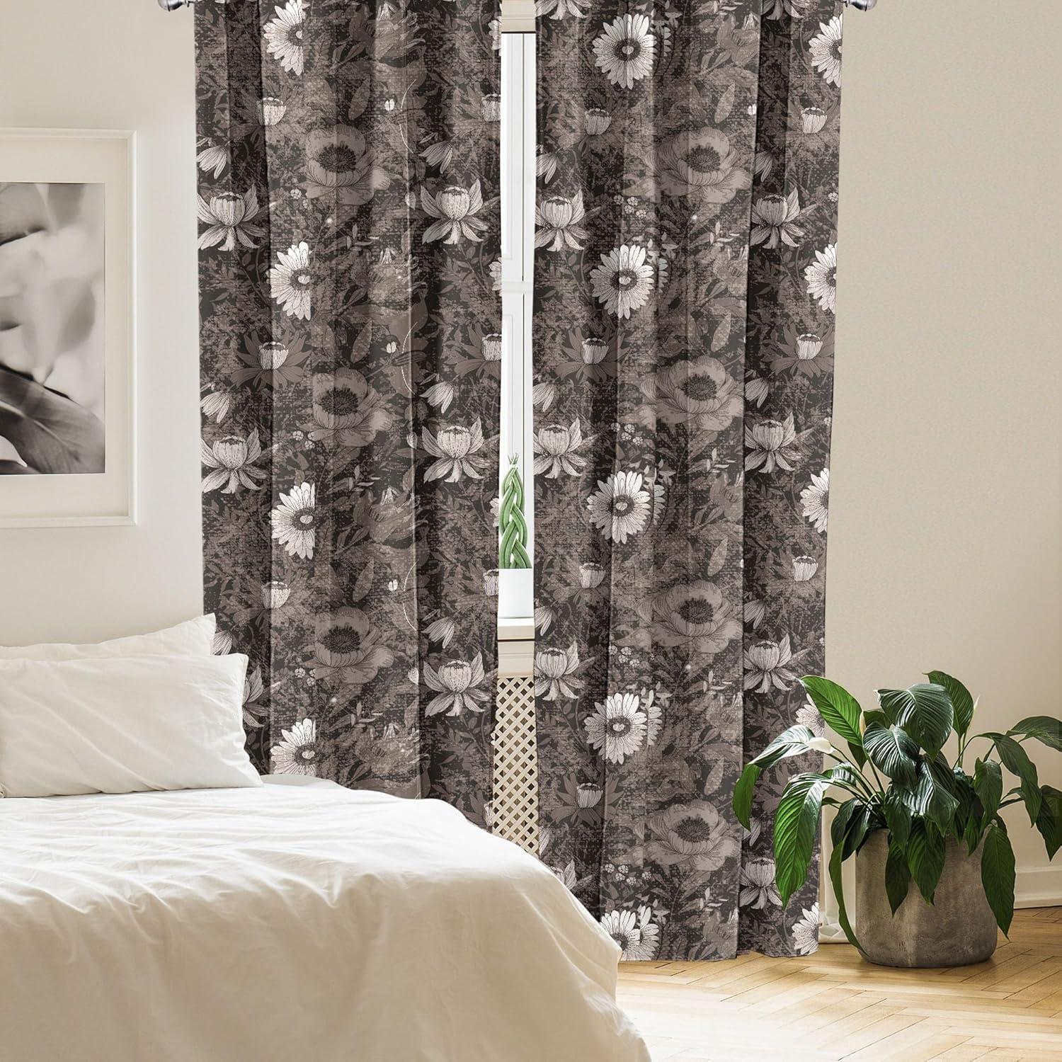 imageAmbesonne Garden Scene Curtains Neutral Traditional Roses and Floral Pattern Boho Romance Print Window Treatments 2 Panel Set for Living Room Bedroom Pair of 28 x 84 Cream White Dark SepiaTaupe and Dark Brown