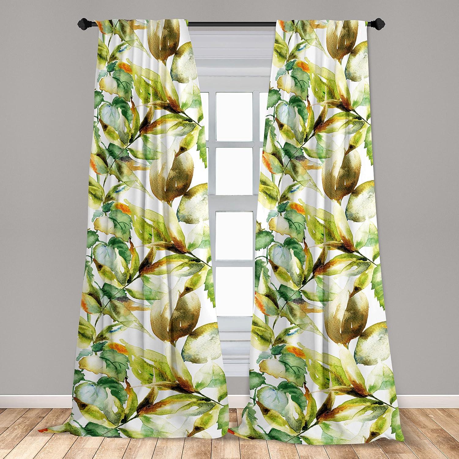imageAmbesonne Garden Scene Curtains Neutral Traditional Roses and Floral Pattern Boho Romance Print Window Treatments 2 Panel Set for Living Room Bedroom Pair of 28 x 84 Cream White Dark SepiaGreen Chocolate