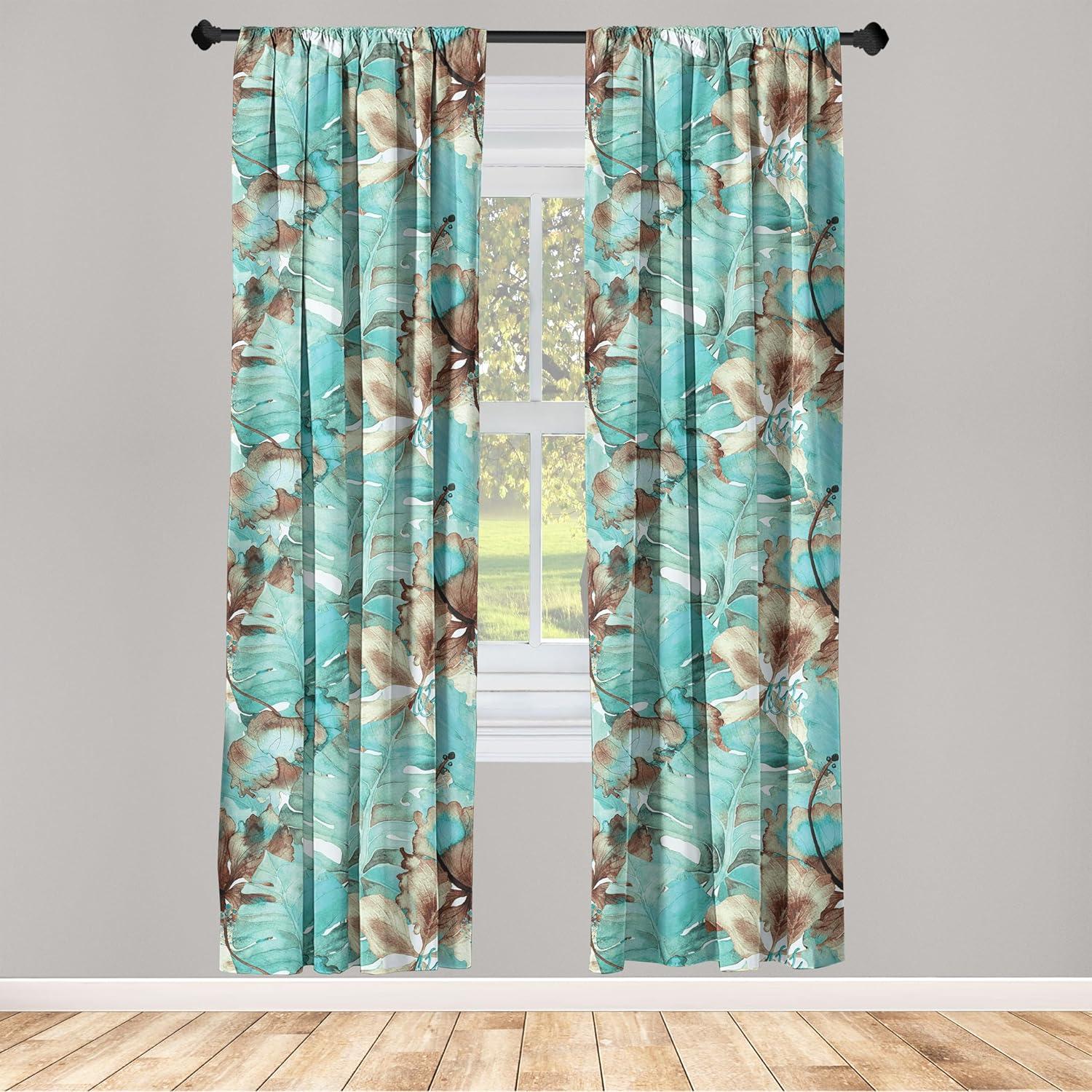 imageAmbesonne Garden Scene Curtains Neutral Traditional Roses and Floral Pattern Boho Romance Print Window Treatments 2 Panel Set for Living Room Bedroom Pair of 28 x 84 Cream White Dark SepiaTurquoise Pastel Brown