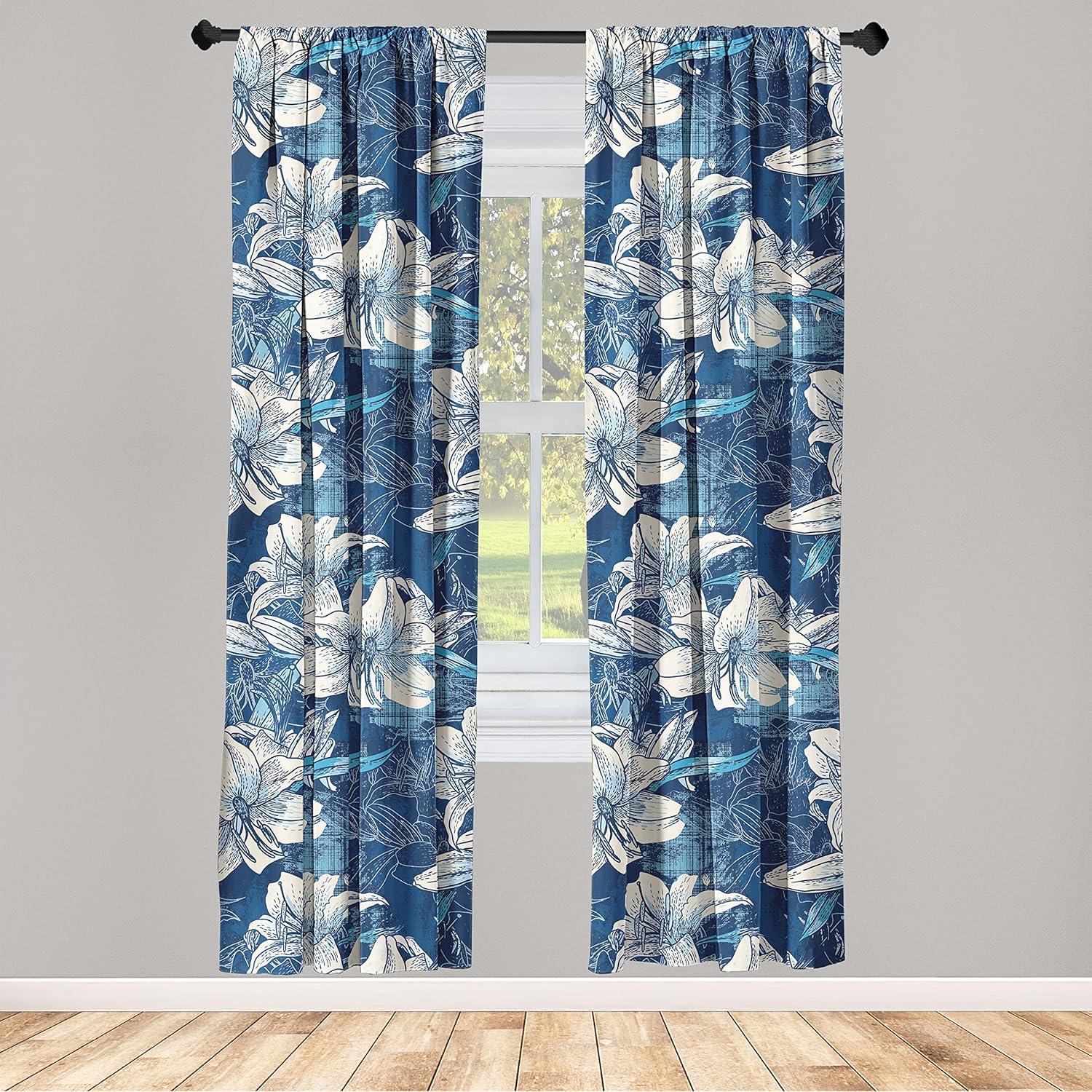 imageAmbesonne Garden Scene Curtains Neutral Traditional Roses and Floral Pattern Boho Romance Print Window Treatments 2 Panel Set for Living Room Bedroom Pair of 28 x 84 Cream White Dark SepiaDark Sky Blue Champagne