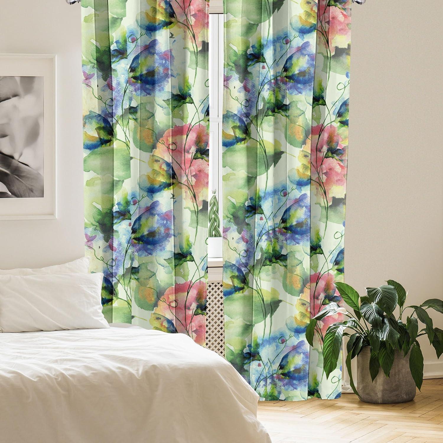 imageAmbesonne Garden Scene Curtains Neutral Traditional Roses and Floral Pattern Boho Romance Print Window Treatments 2 Panel Set for Living Room Bedroom Pair of 28 x 84 Cream White Dark SepiaPastel Green Lavender