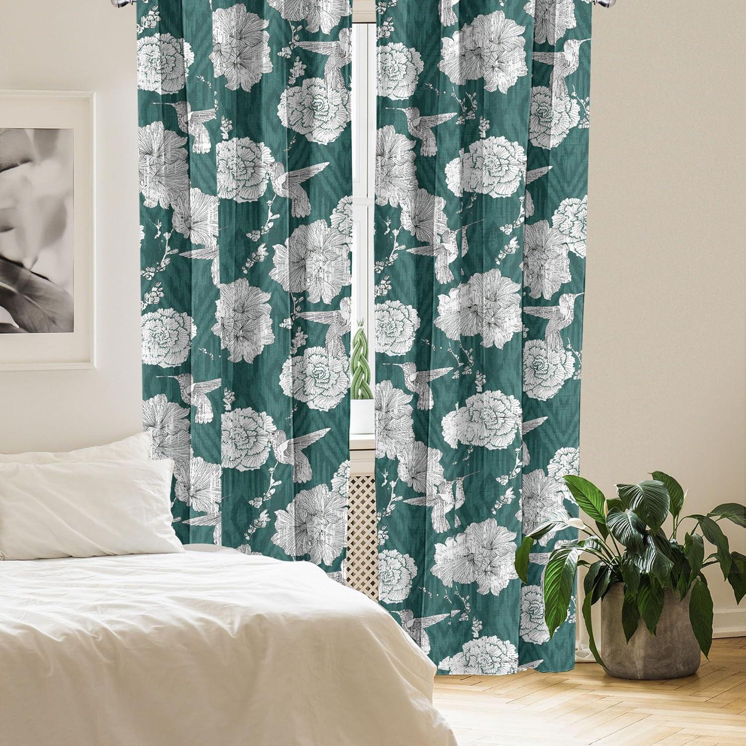 imageAmbesonne Nature Themed Curtains Floral Drawings in Romantic Vibes with Petals Neutral Colors Boho Pattern Window Treatments 2 Panel Set for Living Room Bedroom Pair of 28 x 95 Ruby ChampagneJade Green and Ivory