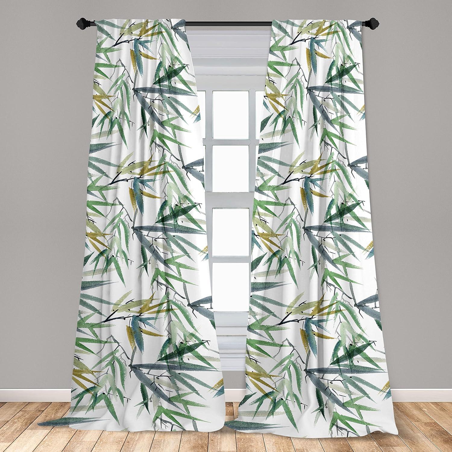 imageAmbesonne Nature Themed Curtains Floral Drawings in Romantic Vibes with Petals Neutral Colors Boho Pattern Window Treatments 2 Panel Set for Living Room Bedroom Pair of 28 x 95 Ruby ChampagneFern Green Blue Grey