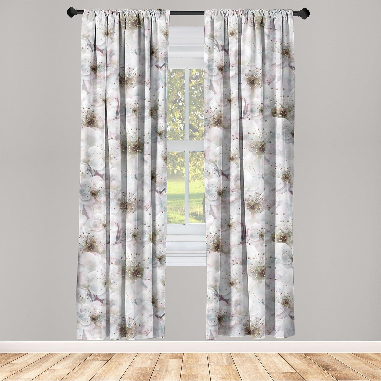imageAmbesonne Nature Themed Curtains Floral Drawings in Romantic Vibes with Petals Neutral Colors Boho Pattern Window Treatments 2 Panel Set for Living Room Bedroom Pair of 28 x 95 Ruby ChampagneCoconut Pearl and Dark Tan