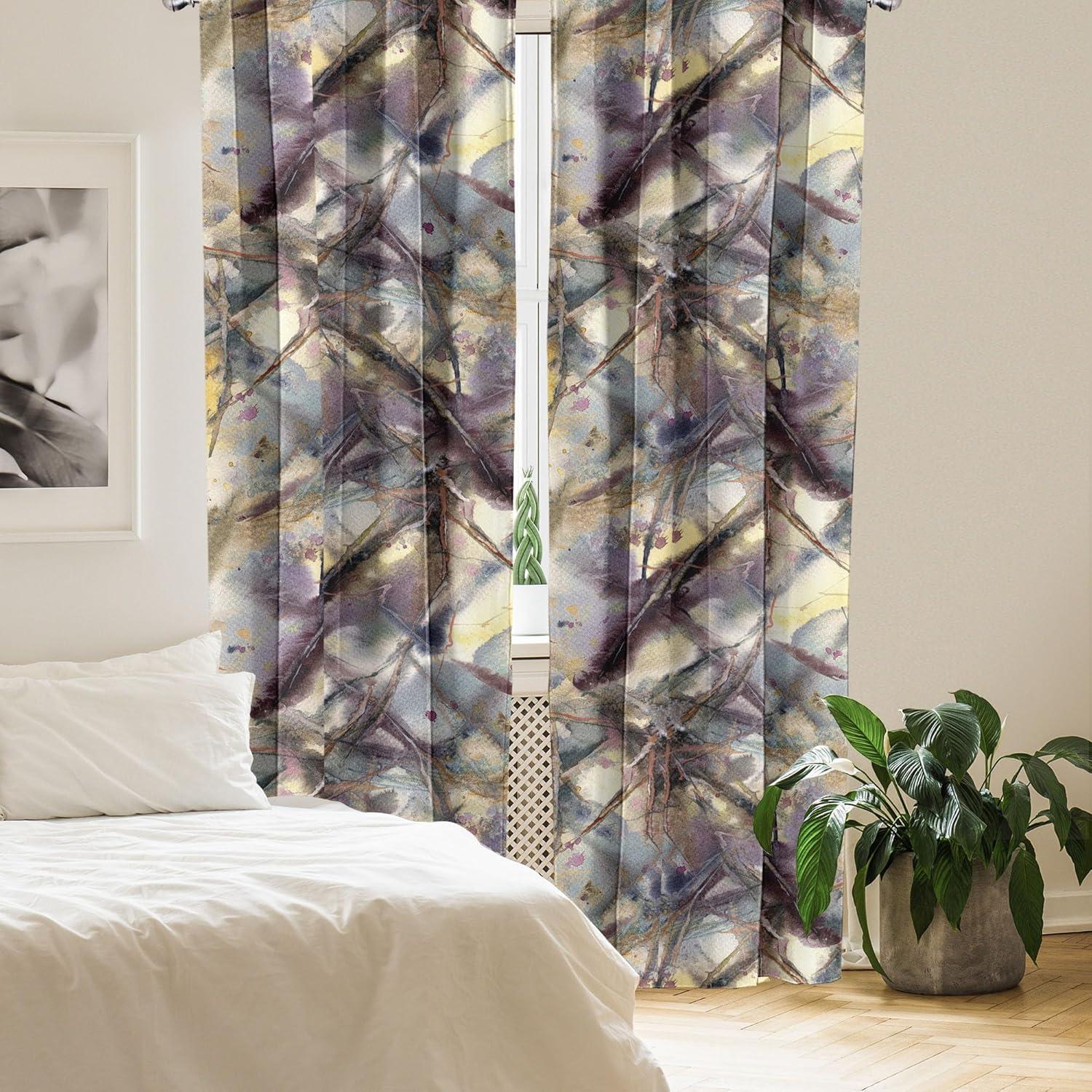 imageAmbesonne Nature Themed Curtains Floral Drawings in Romantic Vibes with Petals Neutral Colors Boho Pattern Window Treatments 2 Panel Set for Living Room Bedroom Pair of 28 x 95 Ruby ChampagnePlum Sepia and Mustard