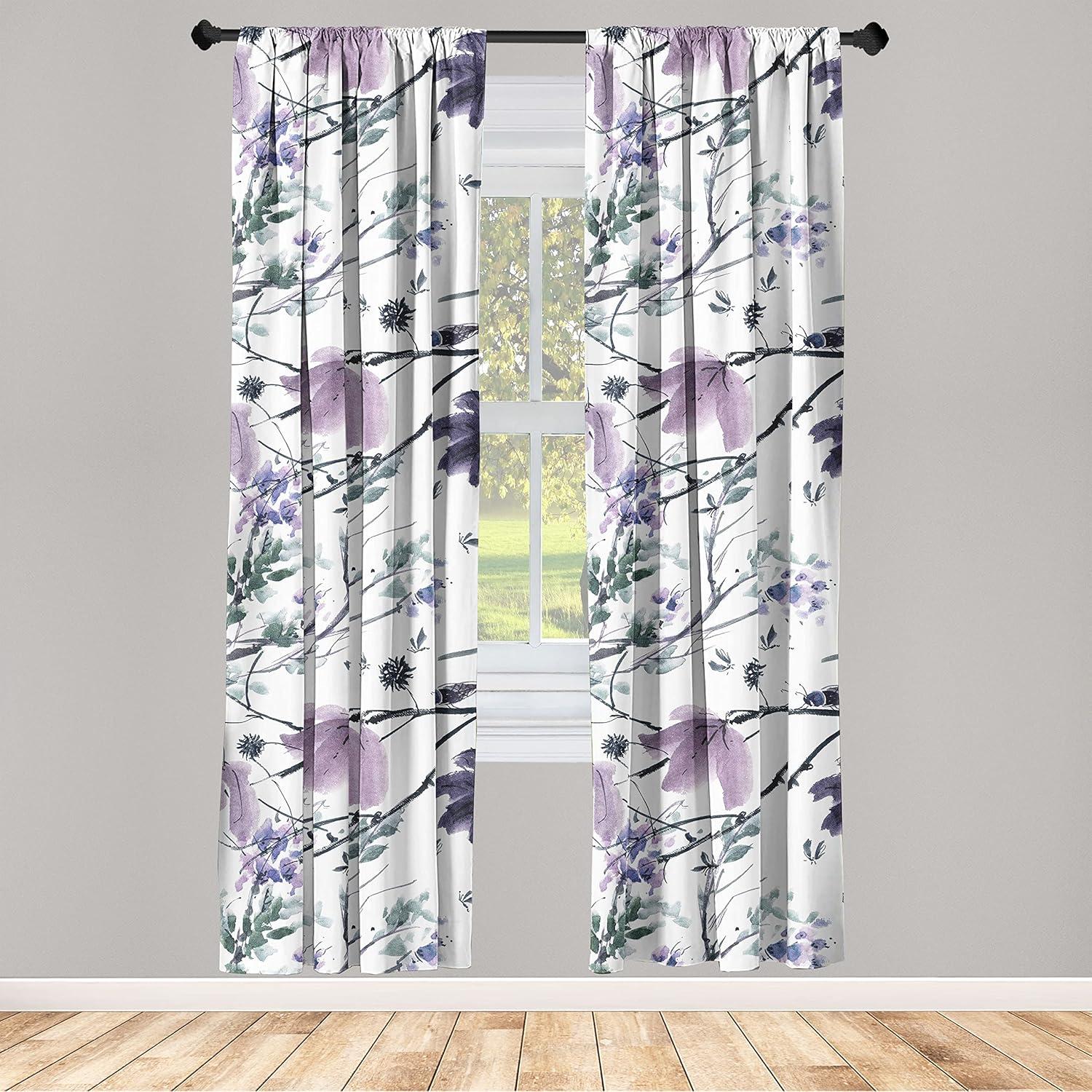 imageAmbesonne Nature Themed Curtains Floral Drawings in Romantic Vibes with Petals Neutral Colors Boho Pattern Window Treatments 2 Panel Set for Living Room Bedroom Pair of 28 x 95 Ruby ChampagneLaurel Green Mauve