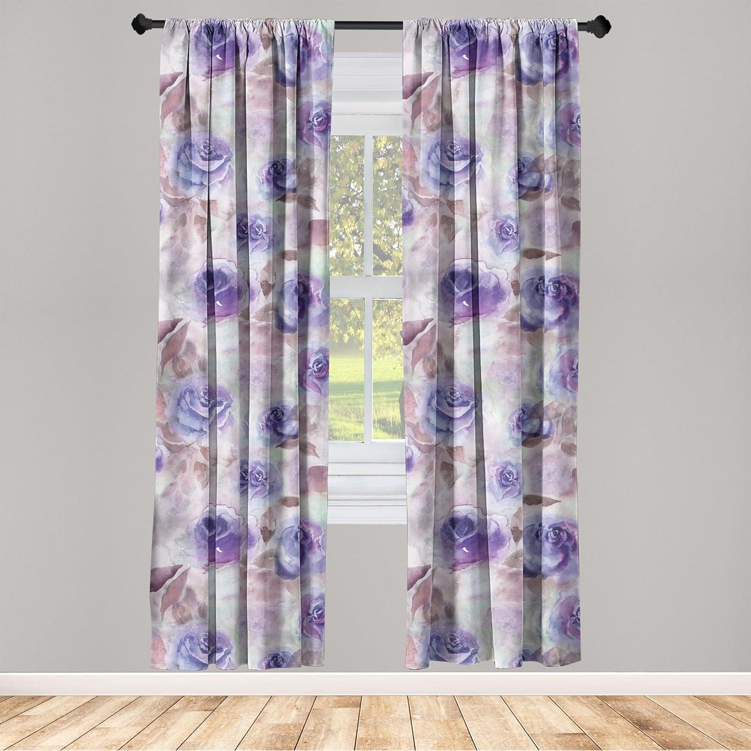 imageAmbesonne Nature Themed Curtains Floral Drawings in Romantic Vibes with Petals Neutral Colors Boho Pattern Window Treatments 2 Panel Set for Living Room Bedroom Pair of 28 x 95 Ruby ChampagneViolet Warm Taupe and Mauve