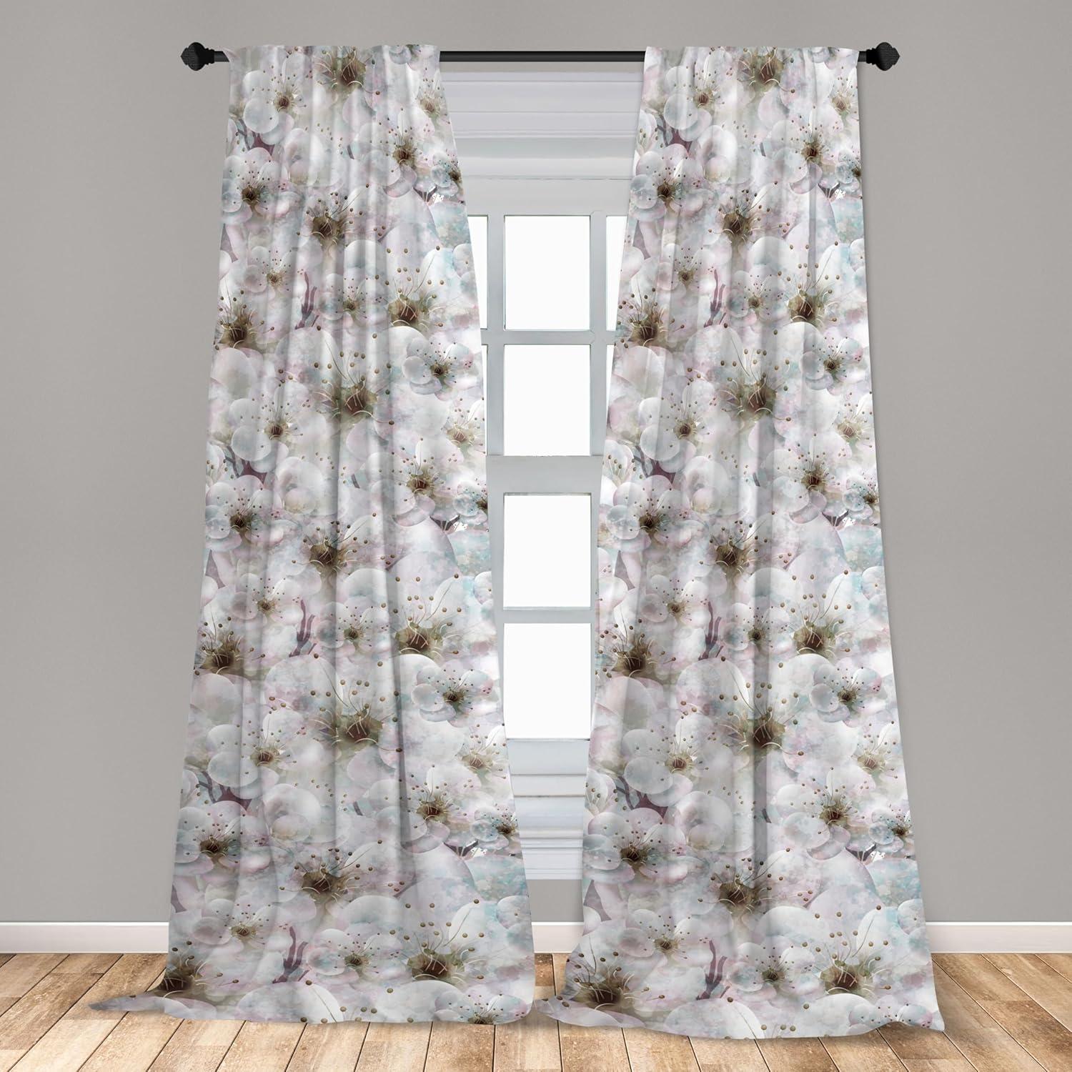 imageAmbesonne Nature Themed Curtains Floral Drawings in Romantic Vibes with Petals Neutral Colors Boho Pattern Window Treatments 2 Panel Set for Living Room Bedroom Pair of 28 x 95 Ruby ChampagneCoconut Pearl and Dark Tan