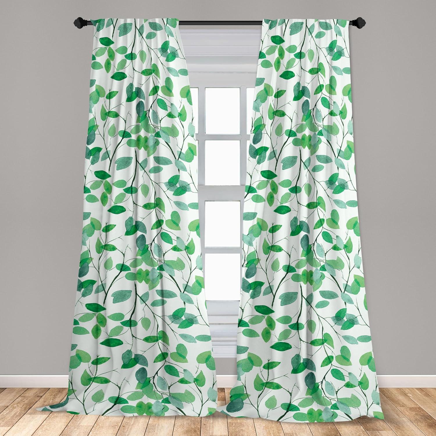 imageAmbesonne Nature Themed Curtains Floral Drawings in Romantic Vibes with Petals Neutral Colors Boho Pattern Window Treatments 2 Panel Set for Living Room Bedroom Pair of 28 x 95 Ruby ChampagneWhite Sea Green and Seafoam