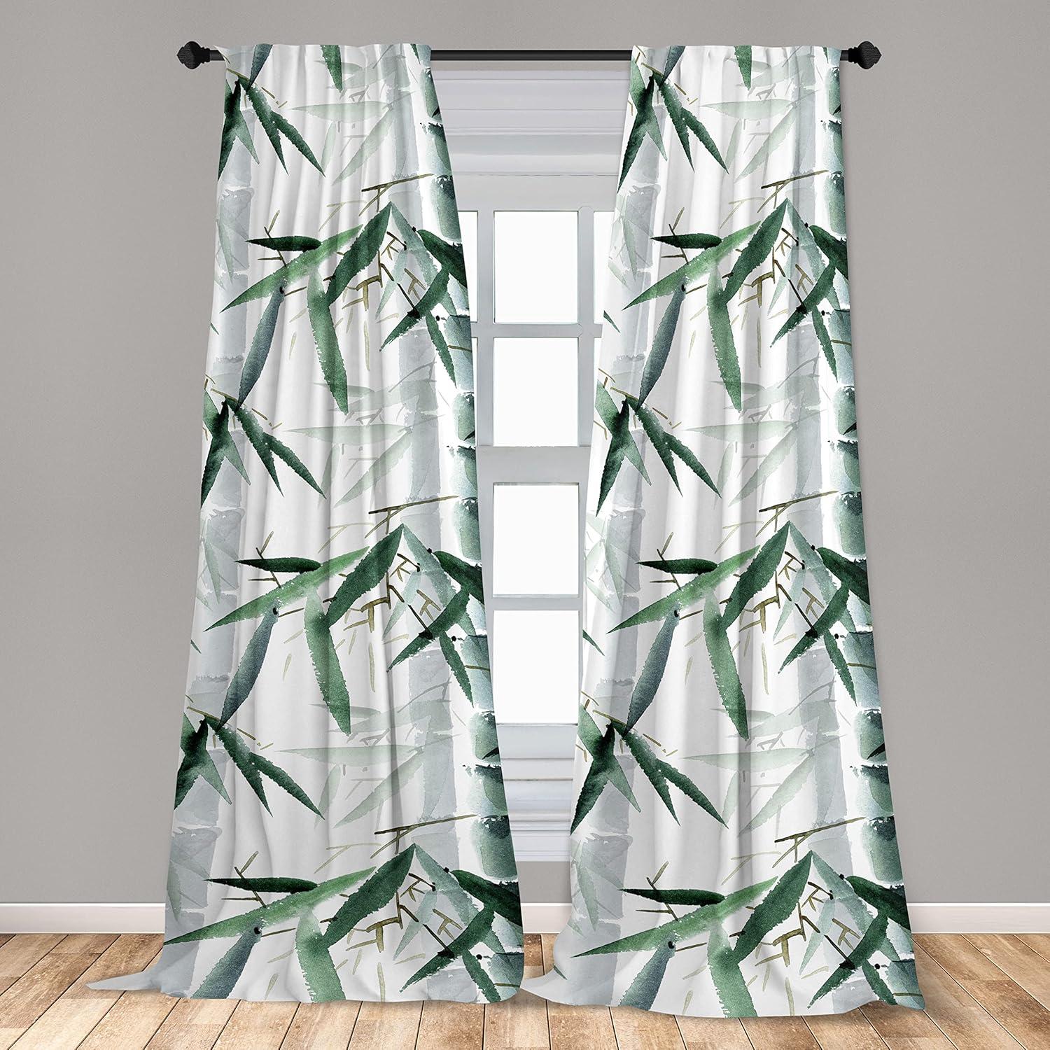 imageAmbesonne Nature Themed Curtains Floral Drawings in Romantic Vibes with Petals Neutral Colors Boho Pattern Window Treatments 2 Panel Set for Living Room Bedroom Pair of 28 x 95 Ruby ChampagneReseda Green White