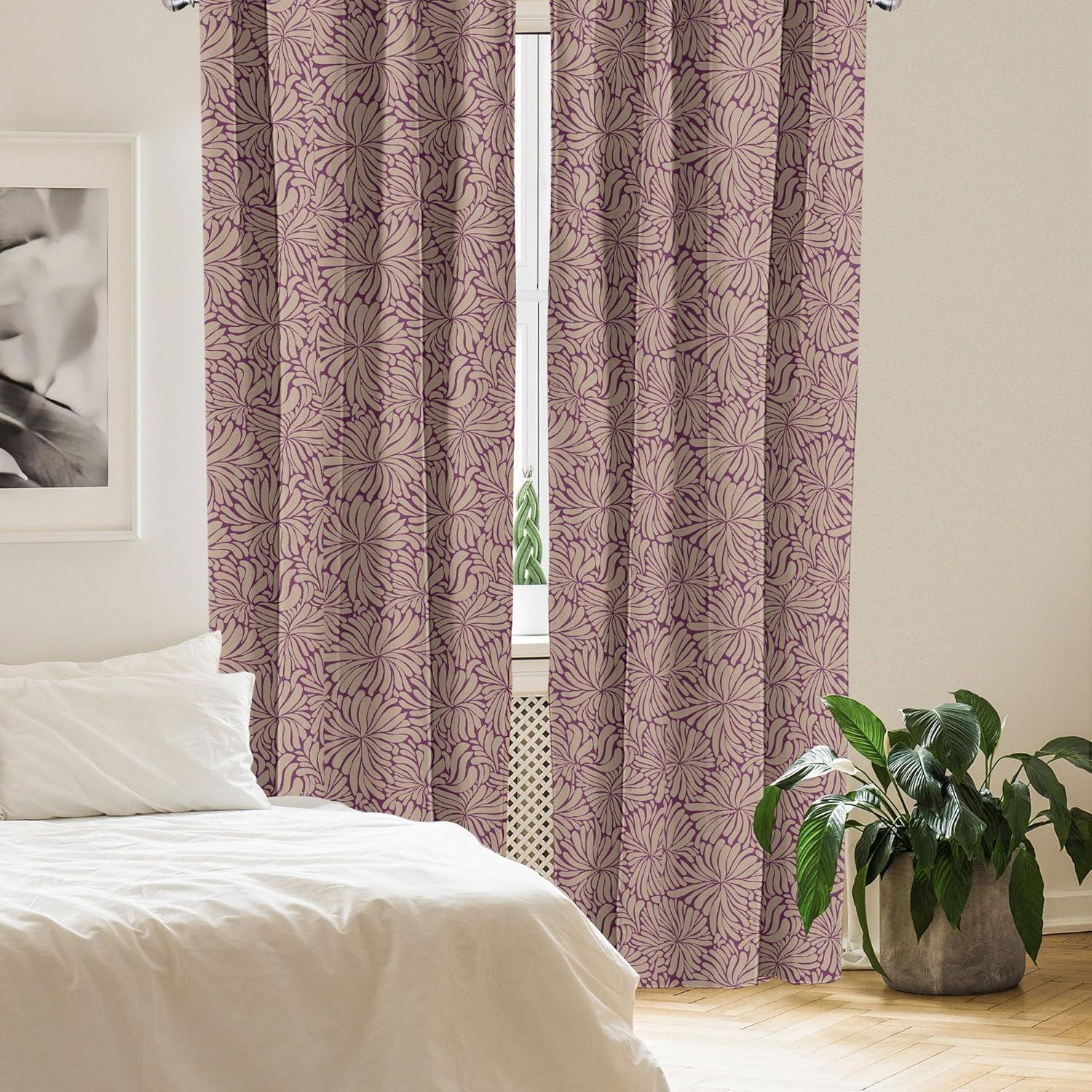 imageAmbesonne Nature Themed Curtains Floral Drawings in Romantic Vibes with Petals Neutral Colors Boho Pattern Window Treatments 2 Panel Set for Living Room Bedroom Pair of 28 x 95 Ruby ChampagneDark Tan Purple