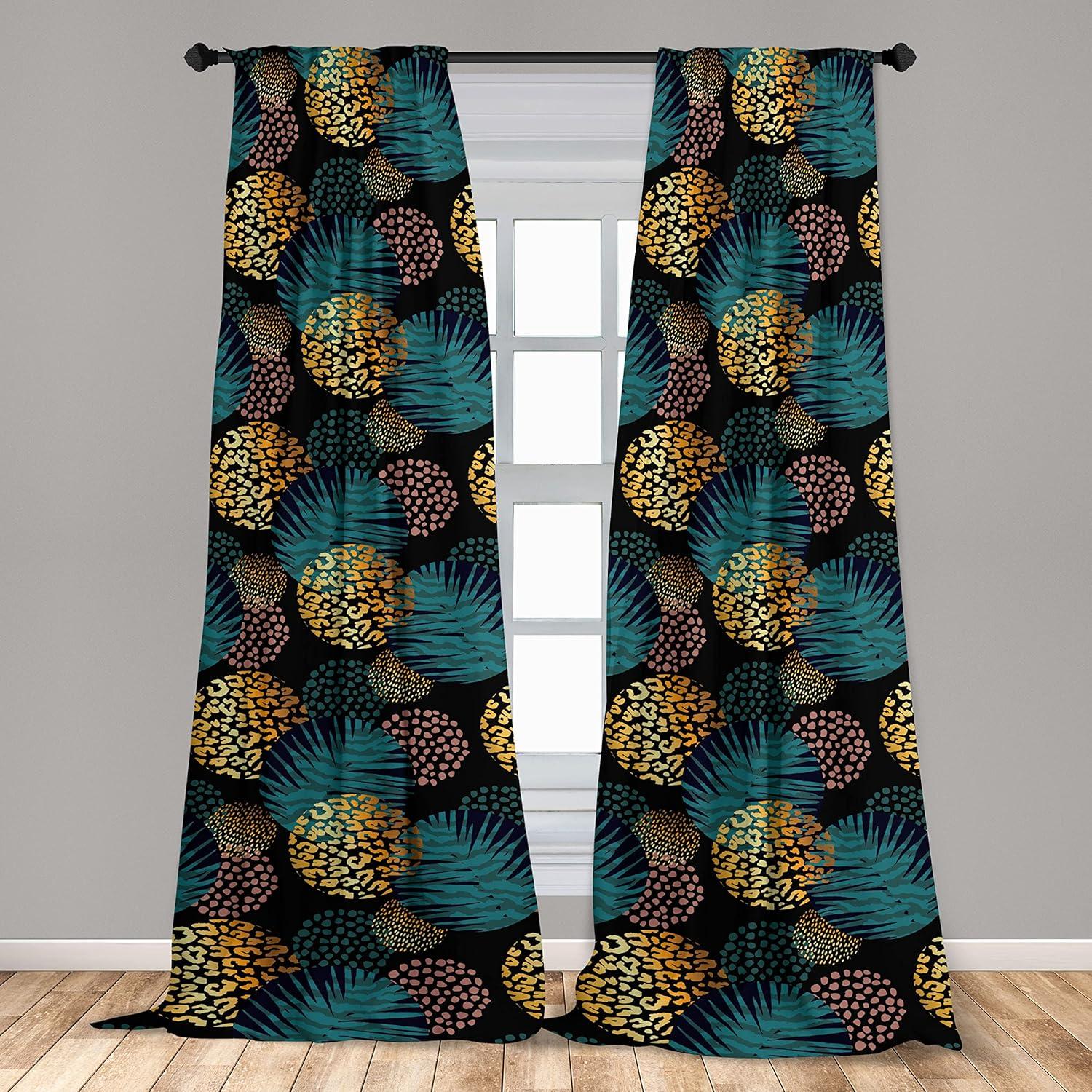 imageAmbesonne Nature Themed Curtains Floral Drawings in Romantic Vibes with Petals Neutral Colors Boho Pattern Window Treatments 2 Panel Set for Living Room Bedroom Pair of 28 x 95 Ruby ChampagneEarth Yellow Sea Blue