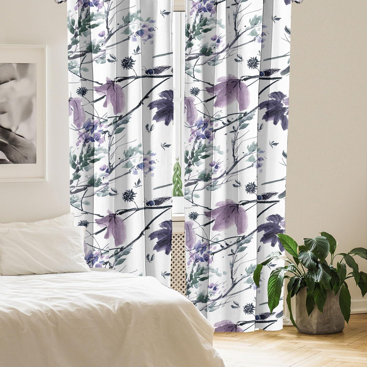 imageAmbesonne Nature Themed Curtains Floral Drawings in Romantic Vibes with Petals Neutral Colors Boho Pattern Window Treatments 2 Panel Set for Living Room Bedroom Pair of 28 x 95 Ruby ChampagneLaurel Green Mauve