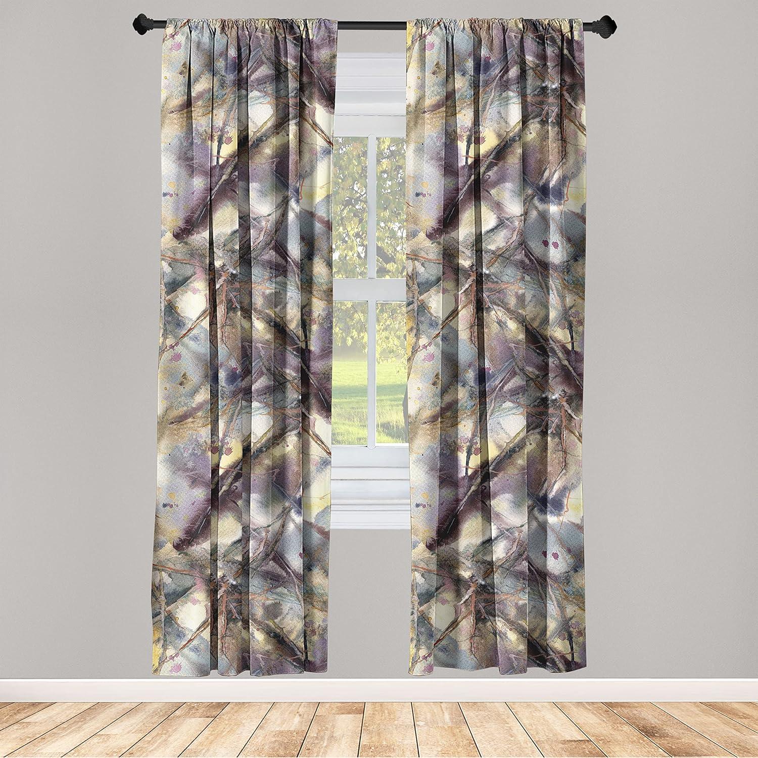 imageAmbesonne Nature Themed Curtains Floral Drawings in Romantic Vibes with Petals Neutral Colors Boho Pattern Window Treatments 2 Panel Set for Living Room Bedroom Pair of 28 x 95 Ruby ChampagnePlum Sepia and Mustard