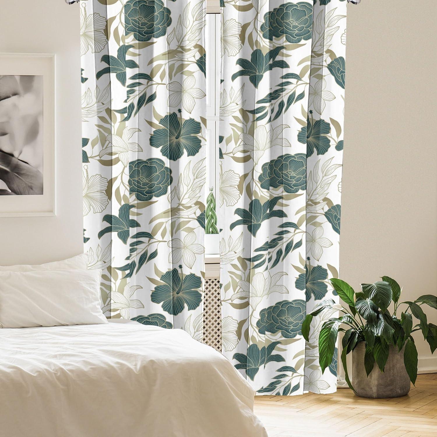 imageAmbesonne Nature Themed Curtains Floral Drawings in Romantic Vibes with Petals Neutral Colors Boho Pattern Window Treatments 2 Panel Set for Living Room Bedroom Pair of 28 x 95 Ruby ChampagneHunter Green Slate Brown