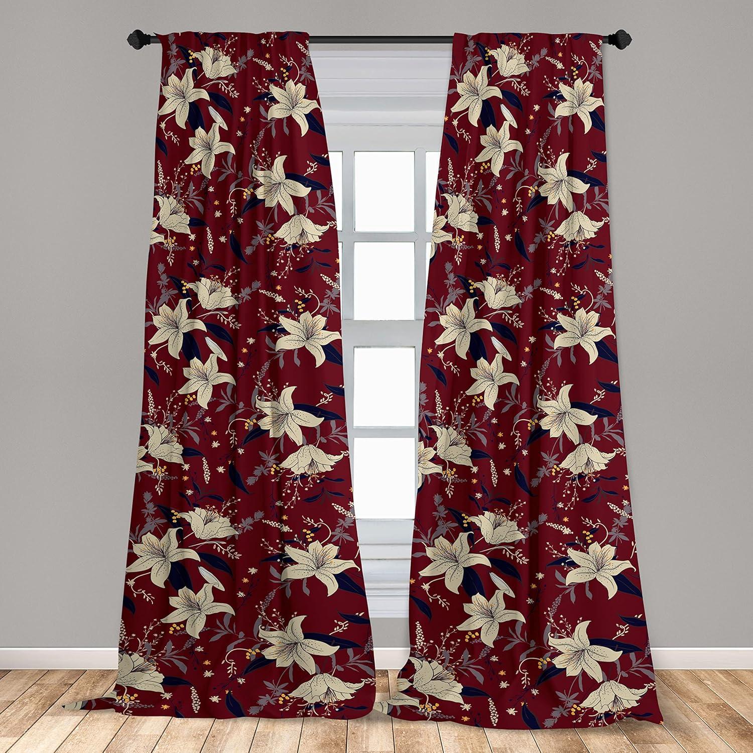 imageAmbesonne Nature Themed Curtains Floral Drawings in Romantic Vibes with Petals Neutral Colors Boho Pattern Window Treatments 2 Panel Set for Living Room Bedroom Pair of 28 x 95 Ruby ChampagneRuby Champagne