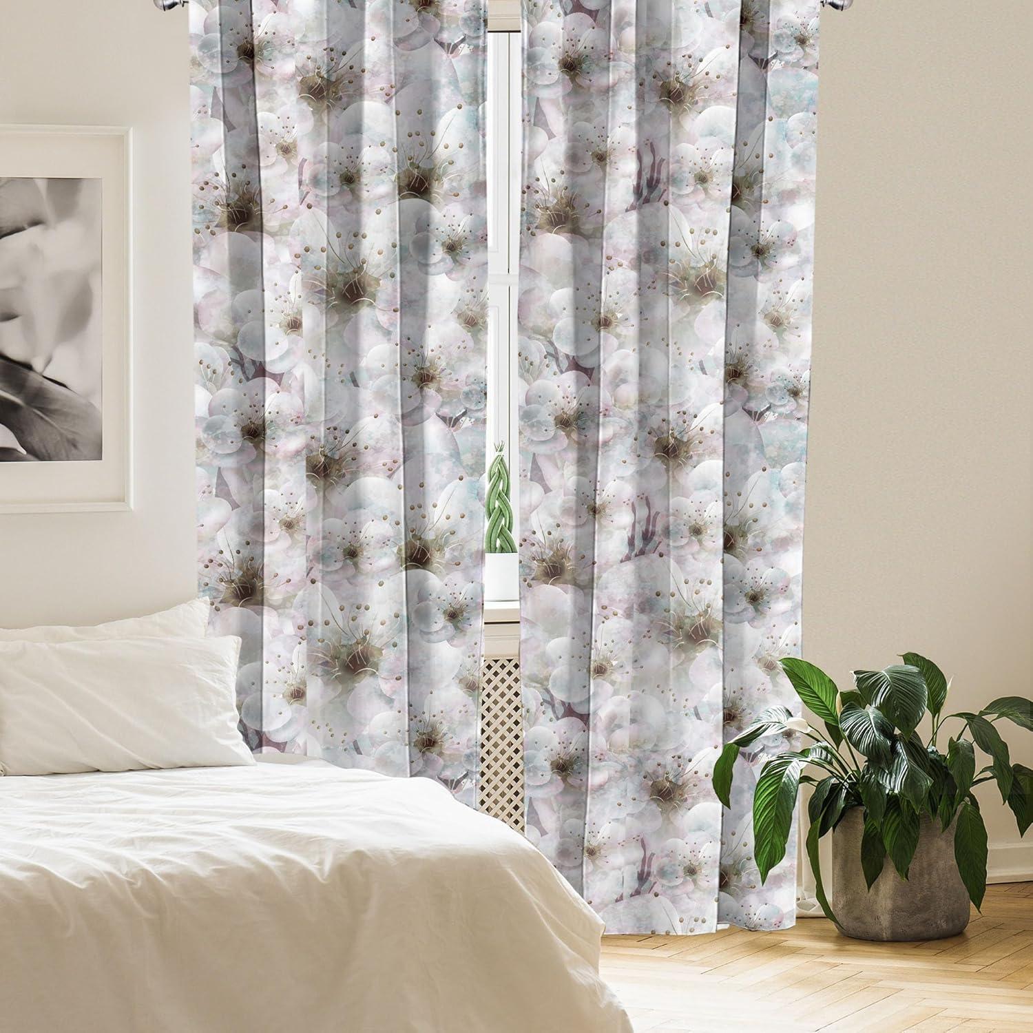 imageAmbesonne Nature Themed Curtains Floral Drawings in Romantic Vibes with Petals Neutral Colors Boho Pattern Window Treatments 2 Panel Set for Living Room Bedroom Pair of 28 x 95 Ruby ChampagneCoconut Pearl and Dark Tan