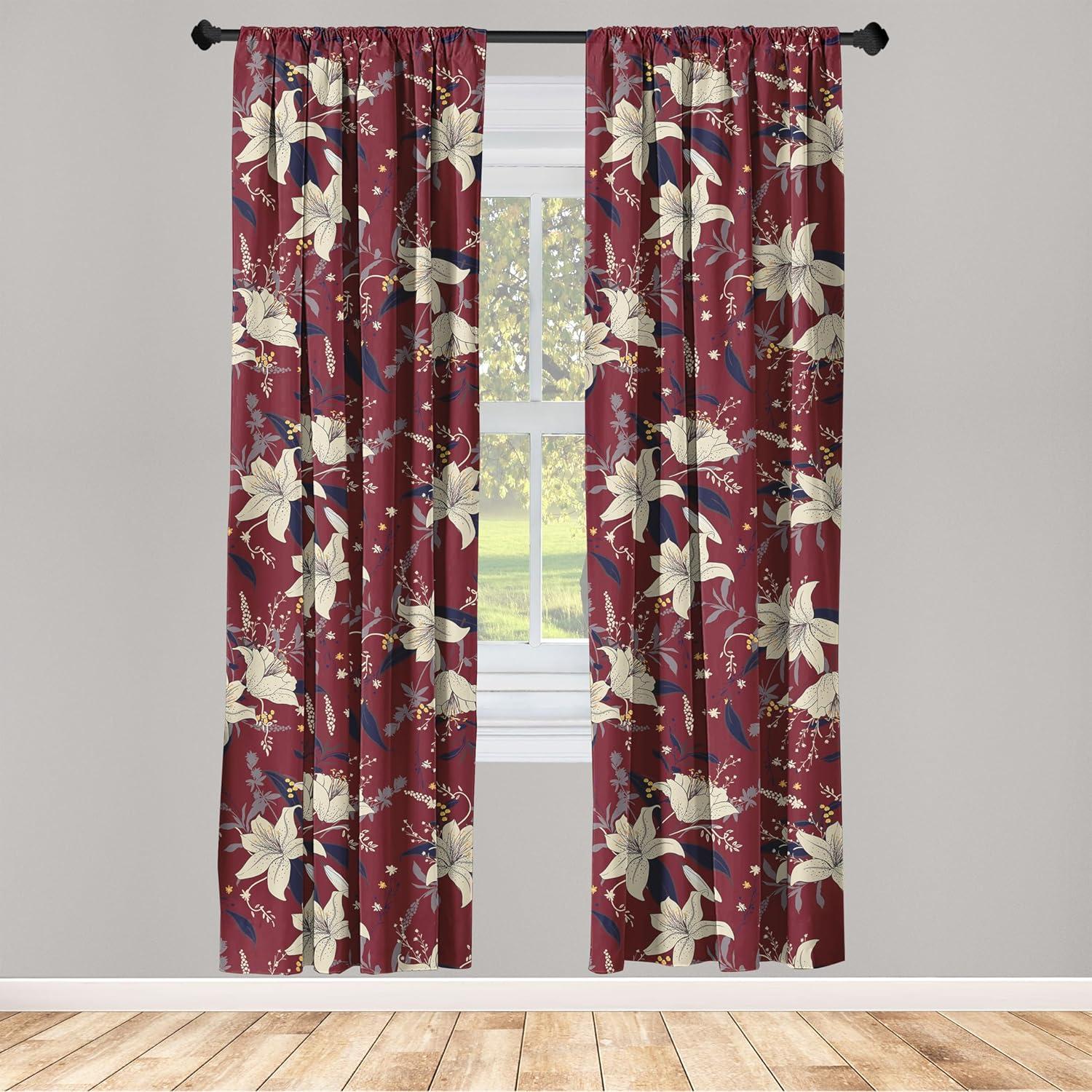 imageAmbesonne Nature Themed Curtains Floral Drawings in Romantic Vibes with Petals Neutral Colors Boho Pattern Window Treatments 2 Panel Set for Living Room Bedroom Pair of 28 x 95 Ruby ChampagneRuby Champagne