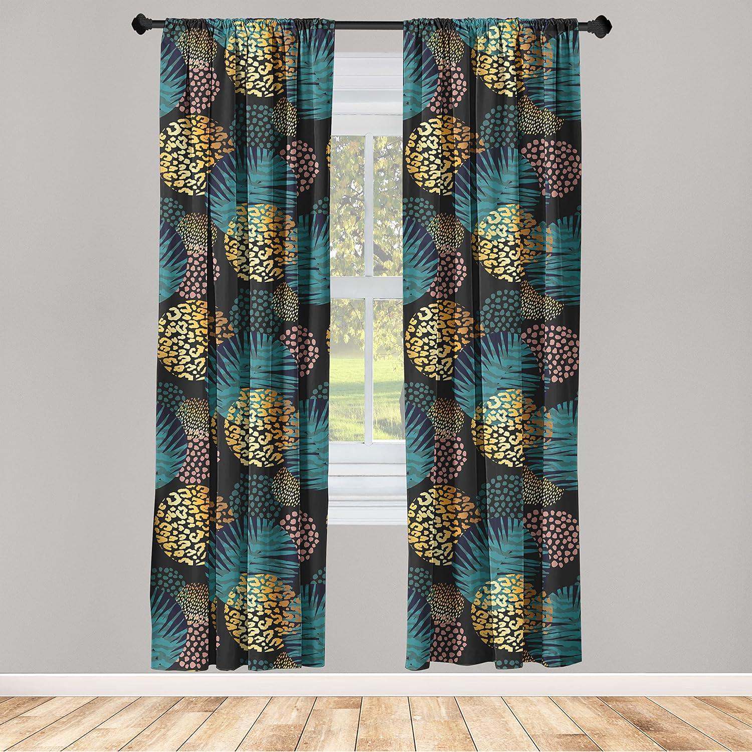 imageAmbesonne Nature Themed Curtains Floral Drawings in Romantic Vibes with Petals Neutral Colors Boho Pattern Window Treatments 2 Panel Set for Living Room Bedroom Pair of 28 x 95 Ruby ChampagneEarth Yellow Sea Blue