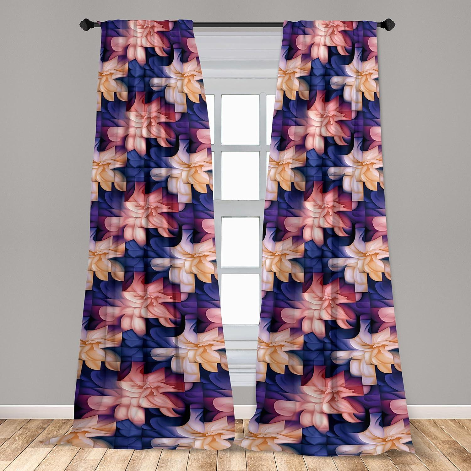 imageAmbesonne Nature Themed Curtains Floral Drawings in Romantic Vibes with Petals Neutral Colors Boho Pattern Window Treatments 2 Panel Set for Living Room Bedroom Pair of 28 x 95 Ruby ChampagneDark Violet Blush and Ecru