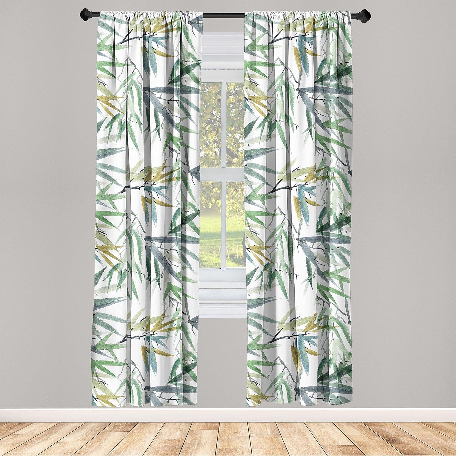 imageAmbesonne Nature Themed Curtains Floral Drawings in Romantic Vibes with Petals Neutral Colors Boho Pattern Window Treatments 2 Panel Set for Living Room Bedroom Pair of 28 x 95 Ruby ChampagneFern Green Blue Grey