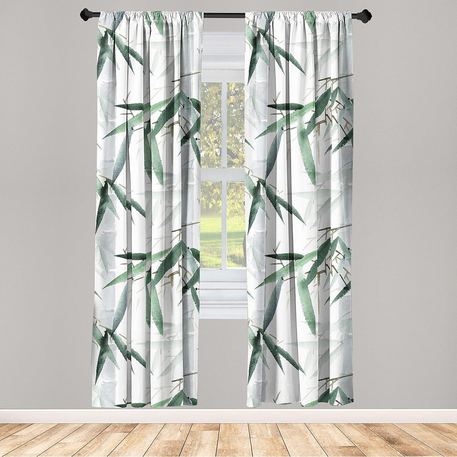 imageAmbesonne Nature Themed Curtains Floral Drawings in Romantic Vibes with Petals Neutral Colors Boho Pattern Window Treatments 2 Panel Set for Living Room Bedroom Pair of 28 x 95 Ruby ChampagneReseda Green White