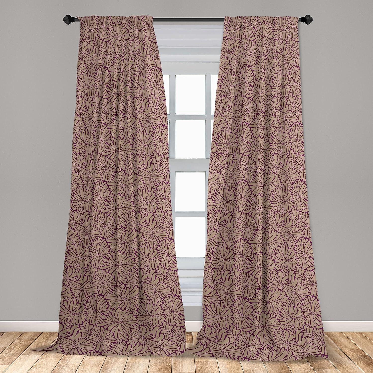 imageAmbesonne Nature Themed Curtains Floral Drawings in Romantic Vibes with Petals Neutral Colors Boho Pattern Window Treatments 2 Panel Set for Living Room Bedroom Pair of 28 x 95 Ruby ChampagneDark Tan Purple