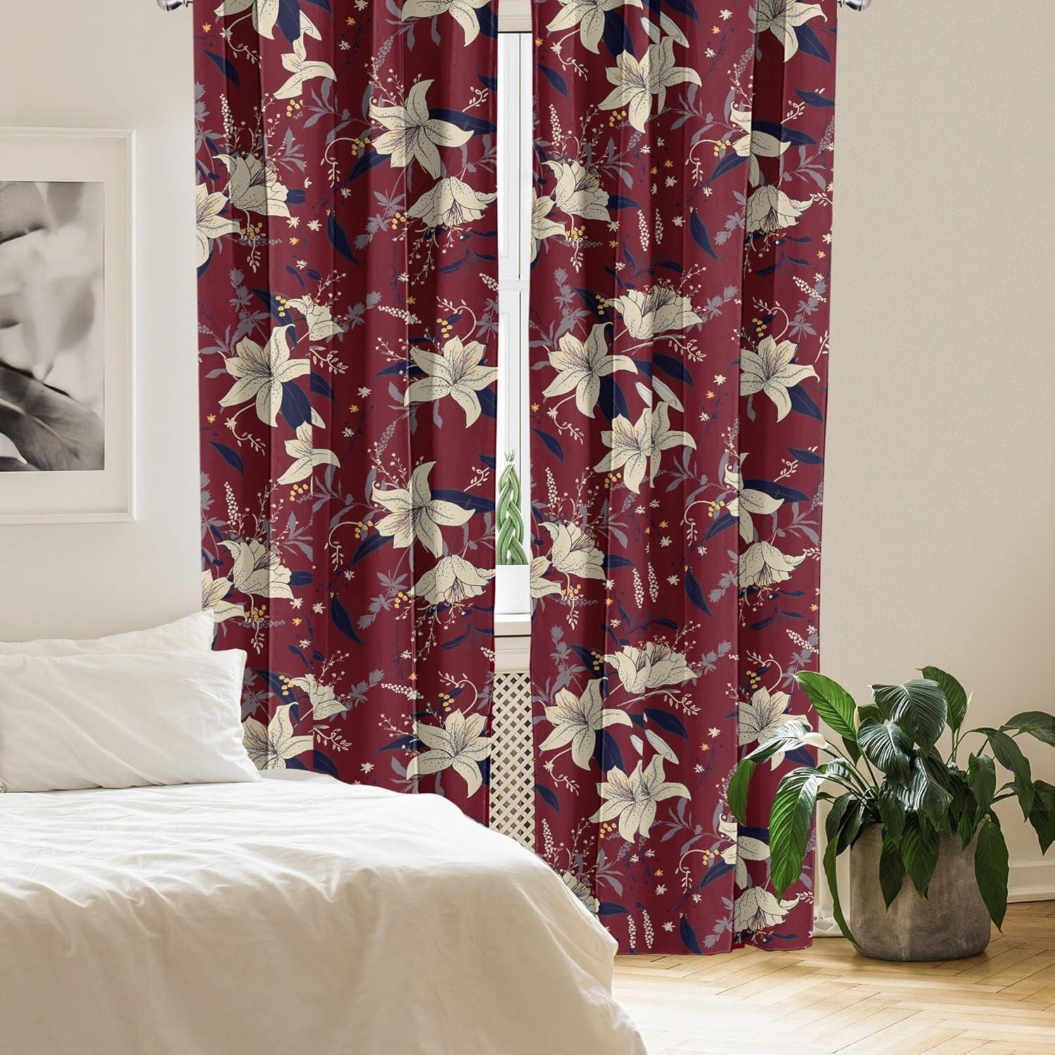 imageAmbesonne Nature Themed Curtains Floral Drawings in Romantic Vibes with Petals Neutral Colors Boho Pattern Window Treatments 2 Panel Set for Living Room Bedroom Pair of 28 x 95 Ruby ChampagneRuby Champagne