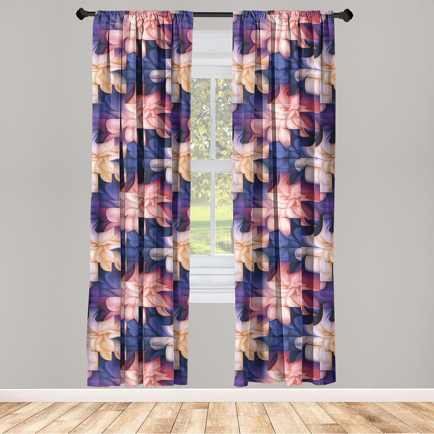 imageAmbesonne Nature Themed Curtains Floral Drawings in Romantic Vibes with Petals Neutral Colors Boho Pattern Window Treatments 2 Panel Set for Living Room Bedroom Pair of 28 x 95 Ruby ChampagneDark Violet Blush and Ecru