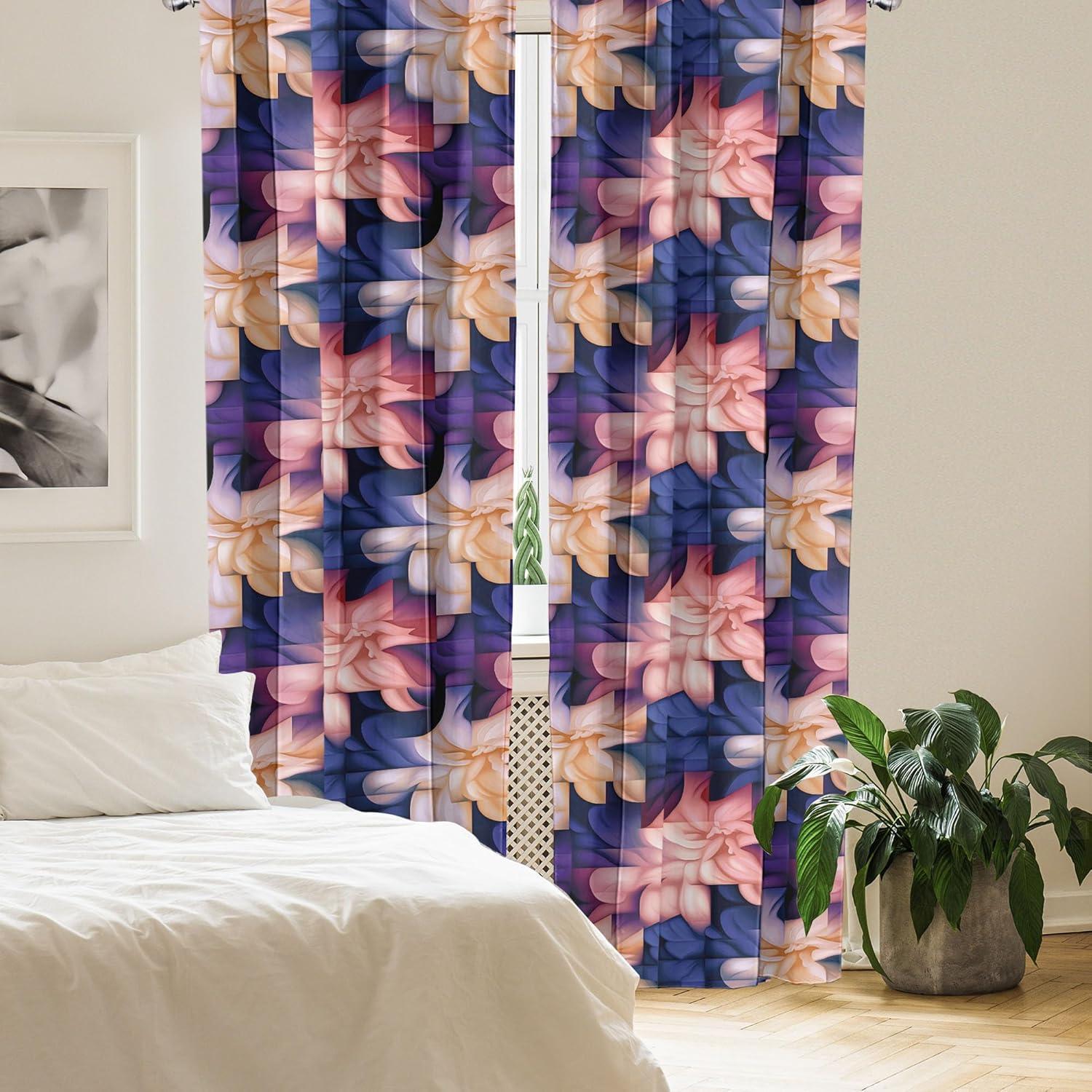 imageAmbesonne Nature Themed Curtains Floral Drawings in Romantic Vibes with Petals Neutral Colors Boho Pattern Window Treatments 2 Panel Set for Living Room Bedroom Pair of 28 x 95 Ruby ChampagneDark Violet Blush and Ecru