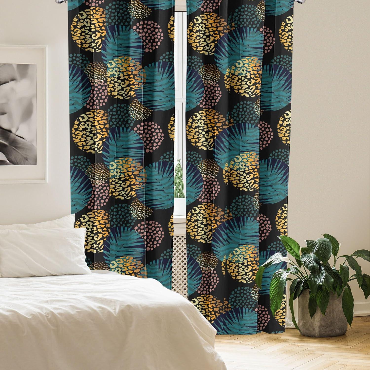 imageAmbesonne Nature Themed Curtains Floral Drawings in Romantic Vibes with Petals Neutral Colors Boho Pattern Window Treatments 2 Panel Set for Living Room Bedroom Pair of 28 x 95 Ruby ChampagneEarth Yellow Sea Blue