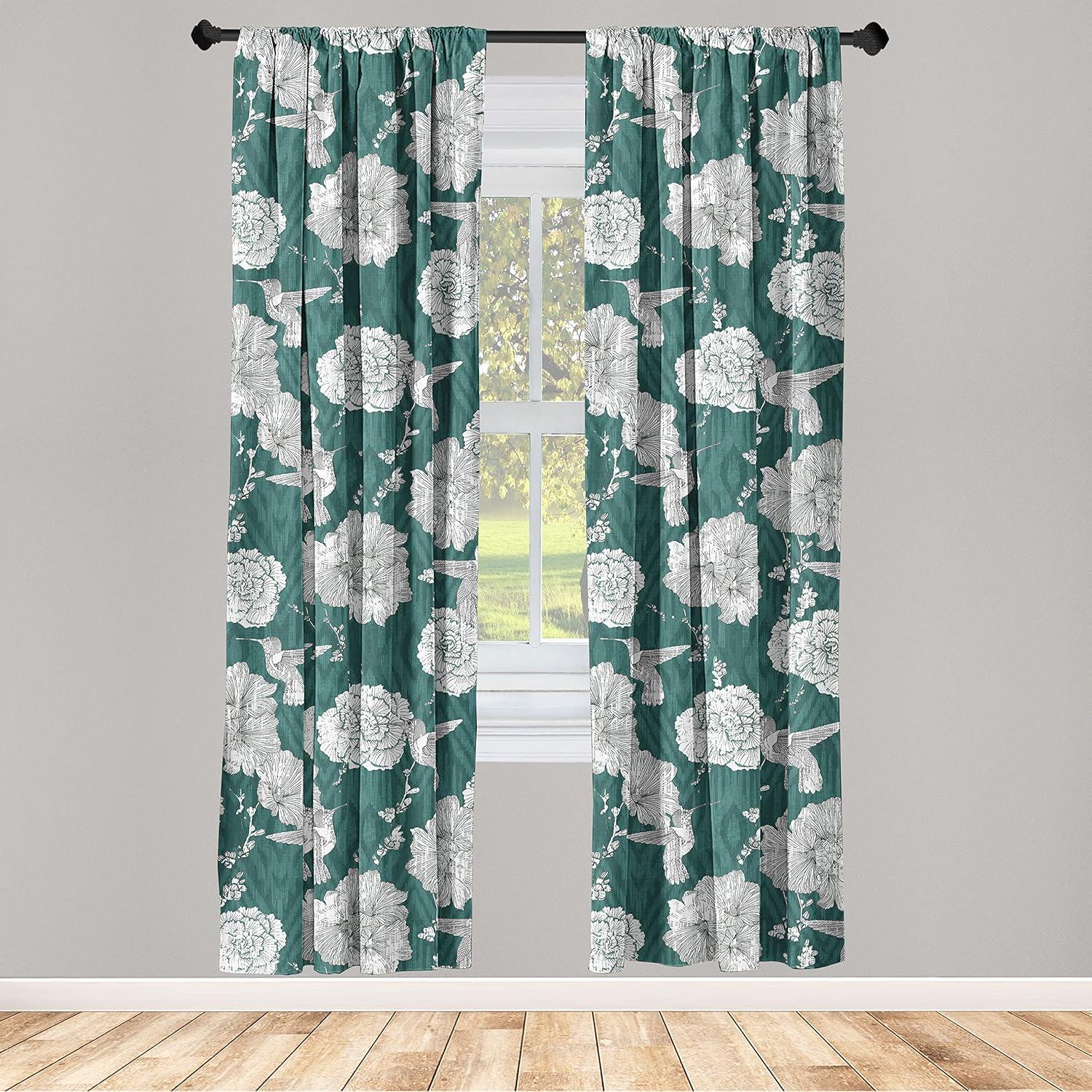 imageAmbesonne Nature Themed Curtains Floral Drawings in Romantic Vibes with Petals Neutral Colors Boho Pattern Window Treatments 2 Panel Set for Living Room Bedroom Pair of 28 x 95 Ruby ChampagneJade Green and Ivory