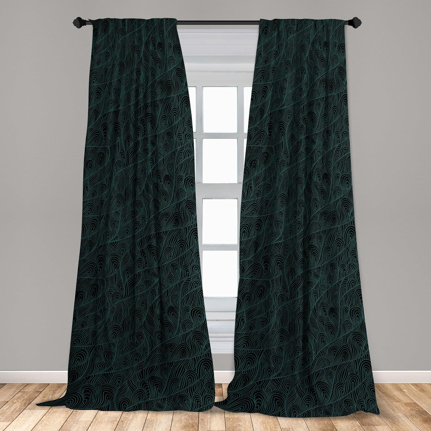 imageAmbesonne Nature Themed Curtains Floral Drawings in Romantic Vibes with Petals Neutral Colors Boho Pattern Window Treatments 2 Panel Set for Living Room Bedroom Pair of 28 x 95 Ruby ChampagneSea Green Charcoal Grey