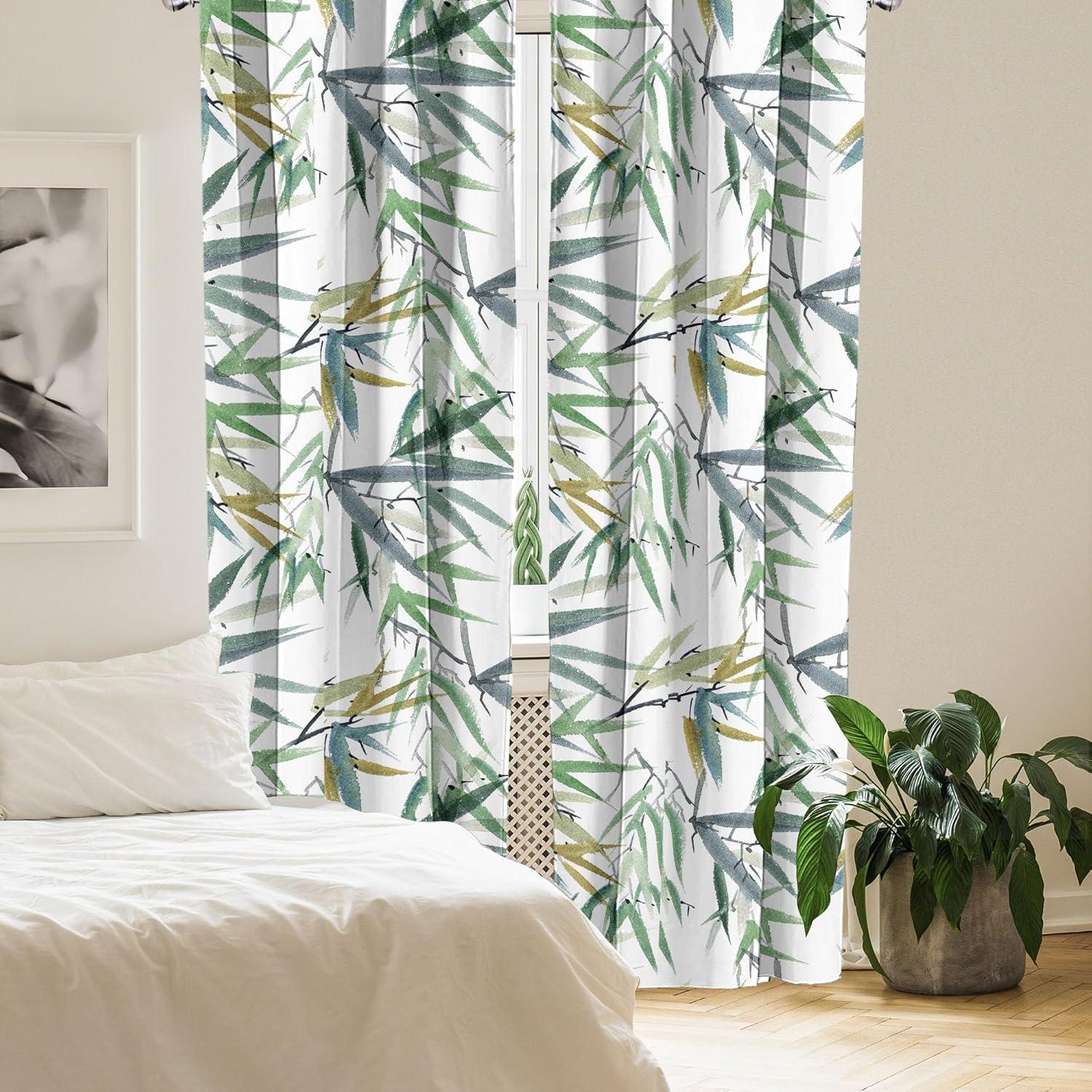 imageAmbesonne Nature Themed Curtains Floral Drawings in Romantic Vibes with Petals Neutral Colors Boho Pattern Window Treatments 2 Panel Set for Living Room Bedroom Pair of 28 x 95 Ruby ChampagneFern Green Blue Grey