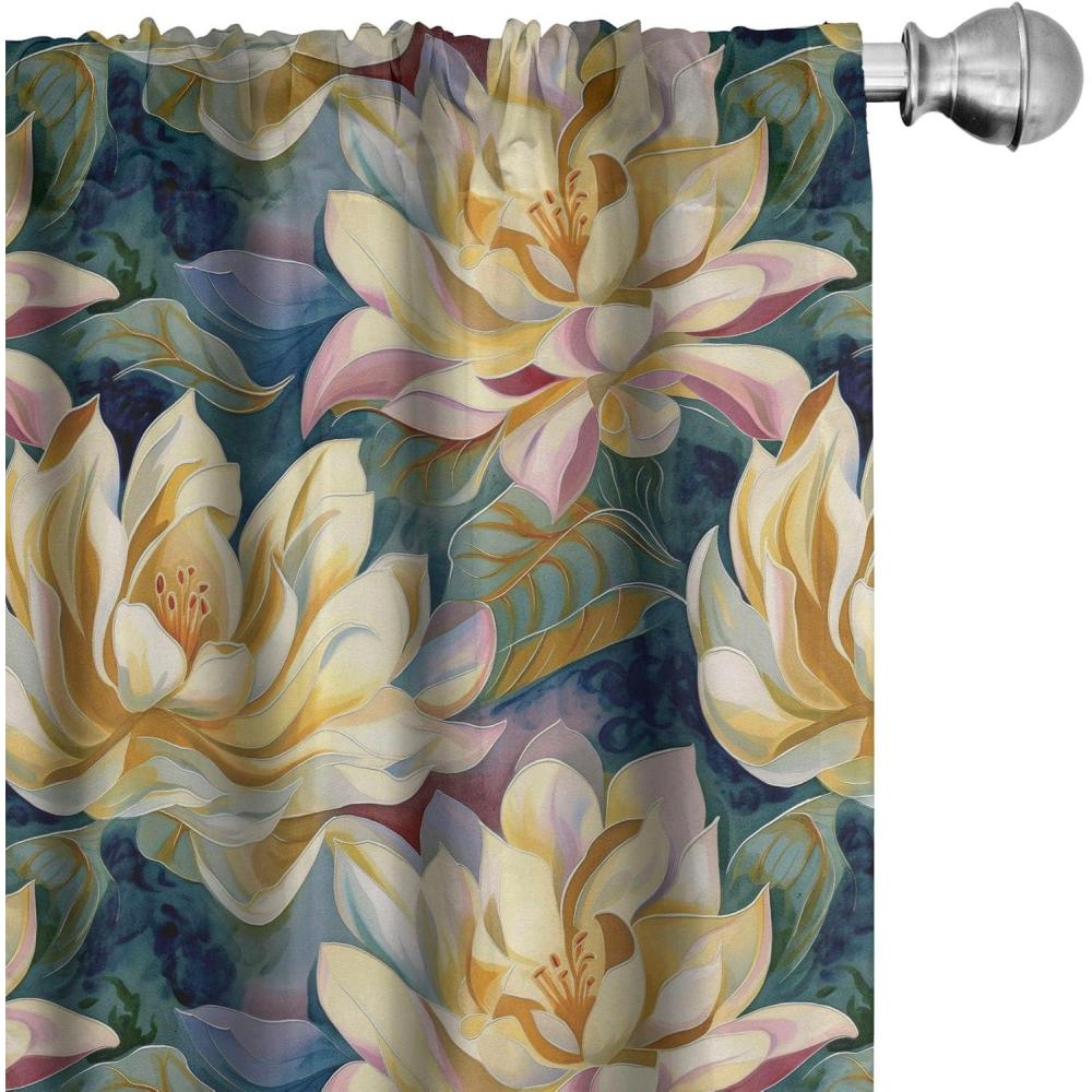 imageAmbesonne Garden Scene Curtains Neutral Traditional Roses and Floral Pattern Boho Romance Print Window Treatments 2 Panel Set for Living Room Bedroom Pair of 28 x 84 Cream White Dark SepiaDried Rose Pastel Yellow