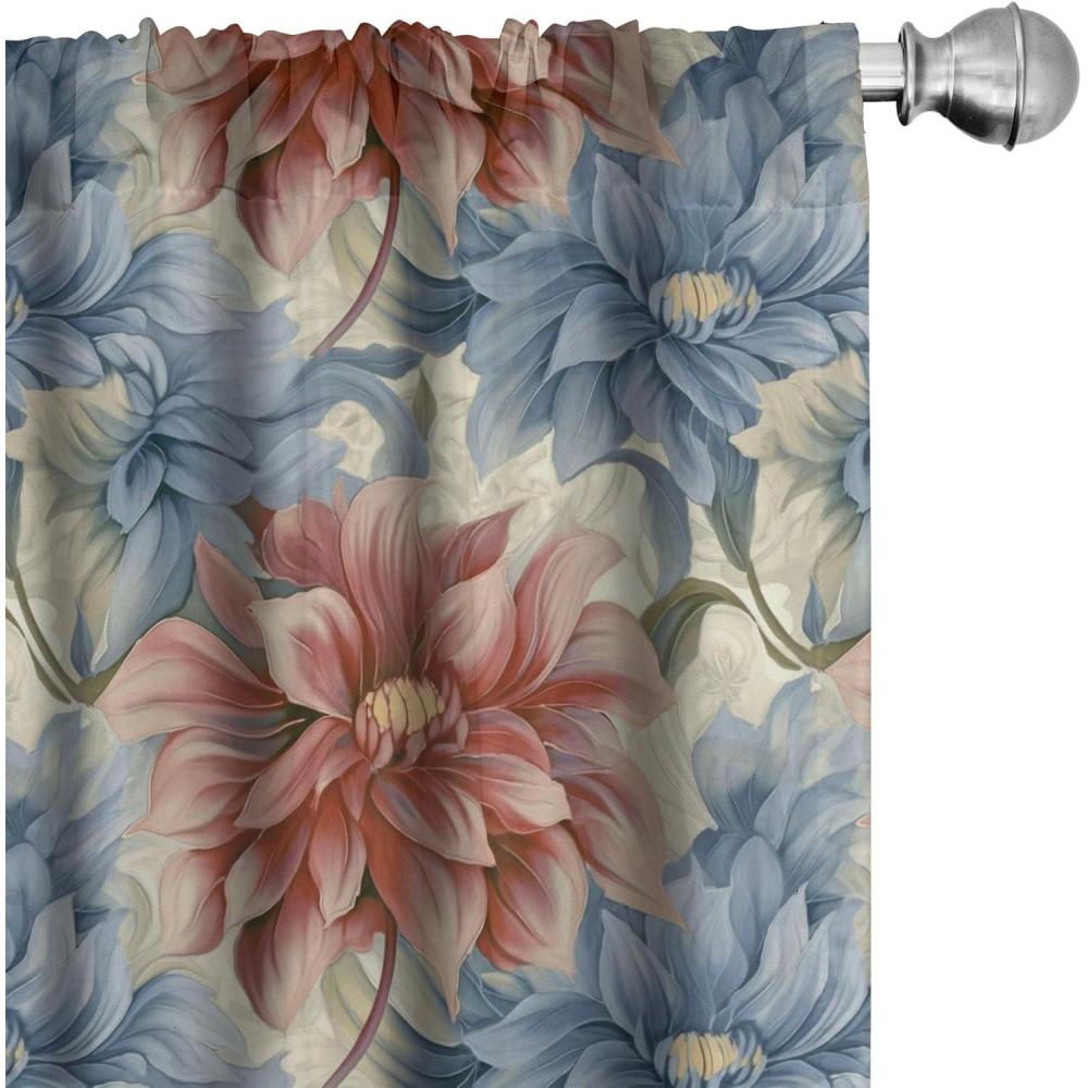imageAmbesonne Garden Scene Curtains Neutral Traditional Roses and Floral Pattern Boho Romance Print Window Treatments 2 Panel Set for Living Room Bedroom Pair of 28 x 84 Cream White Dark SepiaBlue Grey Pale Maroon