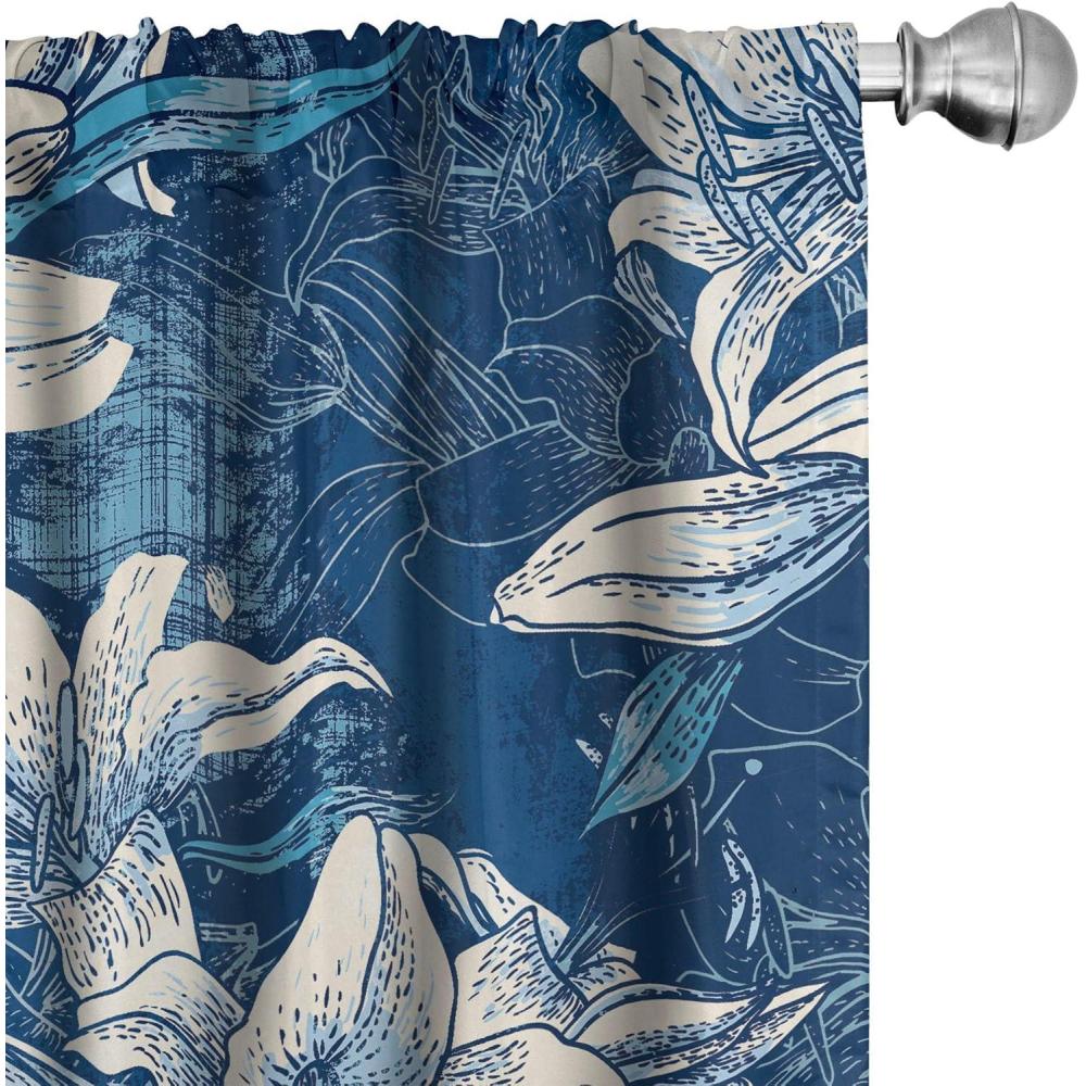 imageAmbesonne Garden Scene Curtains Neutral Traditional Roses and Floral Pattern Boho Romance Print Window Treatments 2 Panel Set for Living Room Bedroom Pair of 28 x 84 Cream White Dark SepiaDark Sky Blue Champagne
