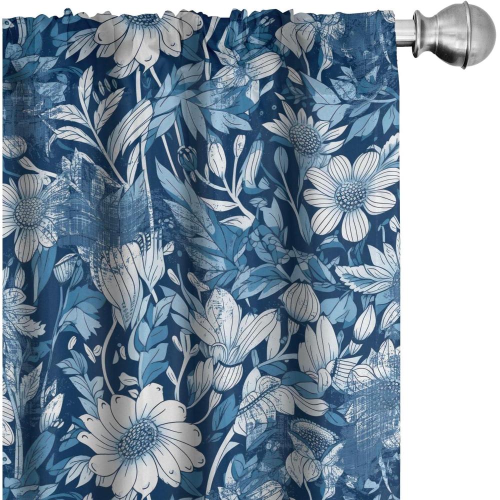 imageAmbesonne Garden Scene Curtains Neutral Traditional Roses and Floral Pattern Boho Romance Print Window Treatments 2 Panel Set for Living Room Bedroom Pair of 28 x 84 Cream White Dark SepiaDark Sky Blue and White