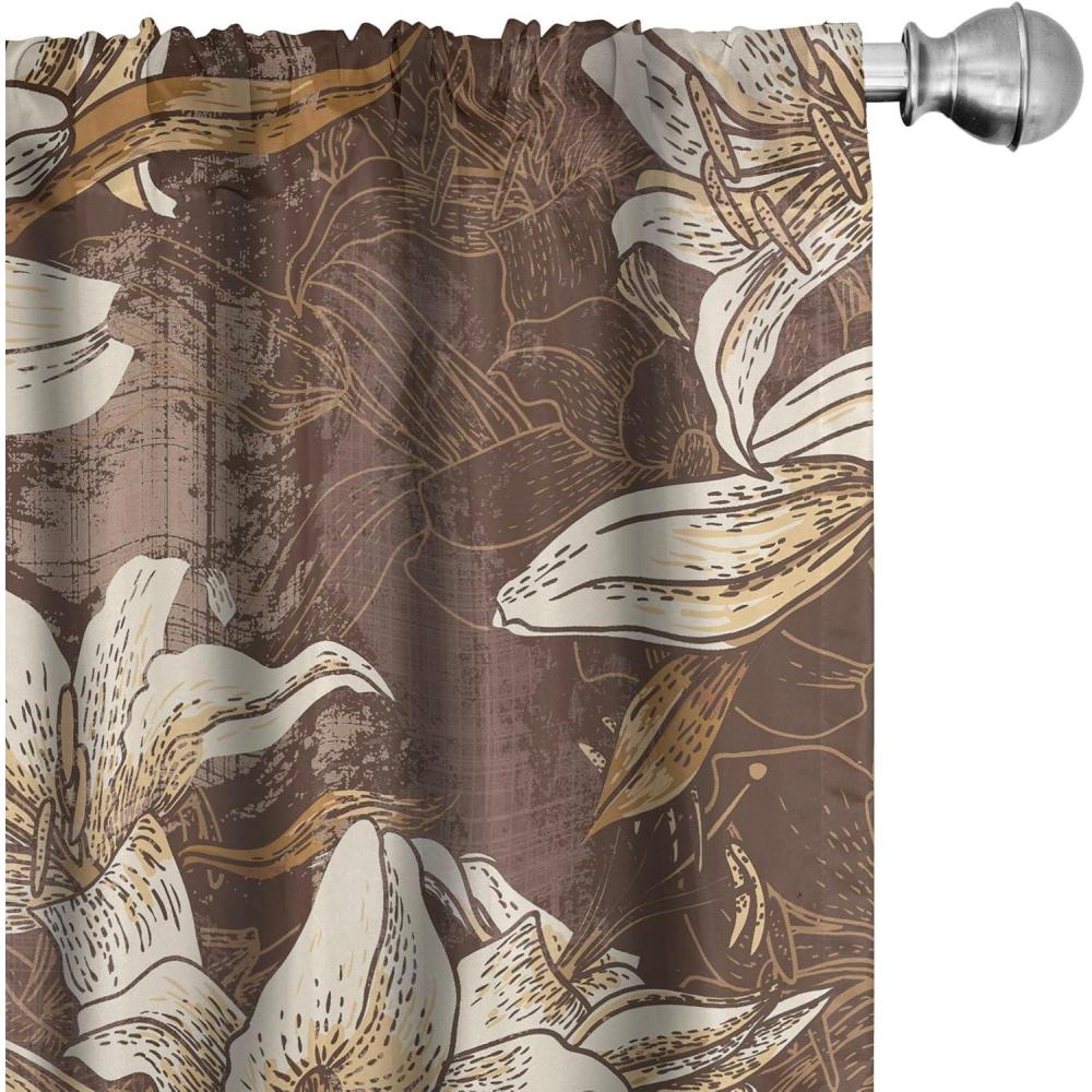 imageAmbesonne Garden Scene Curtains Neutral Traditional Roses and Floral Pattern Boho Romance Print Window Treatments 2 Panel Set for Living Room Bedroom Pair of 28 x 84 Cream White Dark SepiaDark Rosewood and Champagne