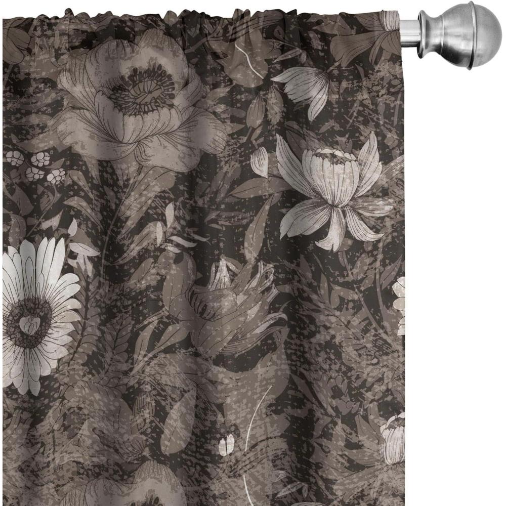 imageAmbesonne Garden Scene Curtains Neutral Traditional Roses and Floral Pattern Boho Romance Print Window Treatments 2 Panel Set for Living Room Bedroom Pair of 28 x 84 Cream White Dark SepiaTaupe and Dark Brown